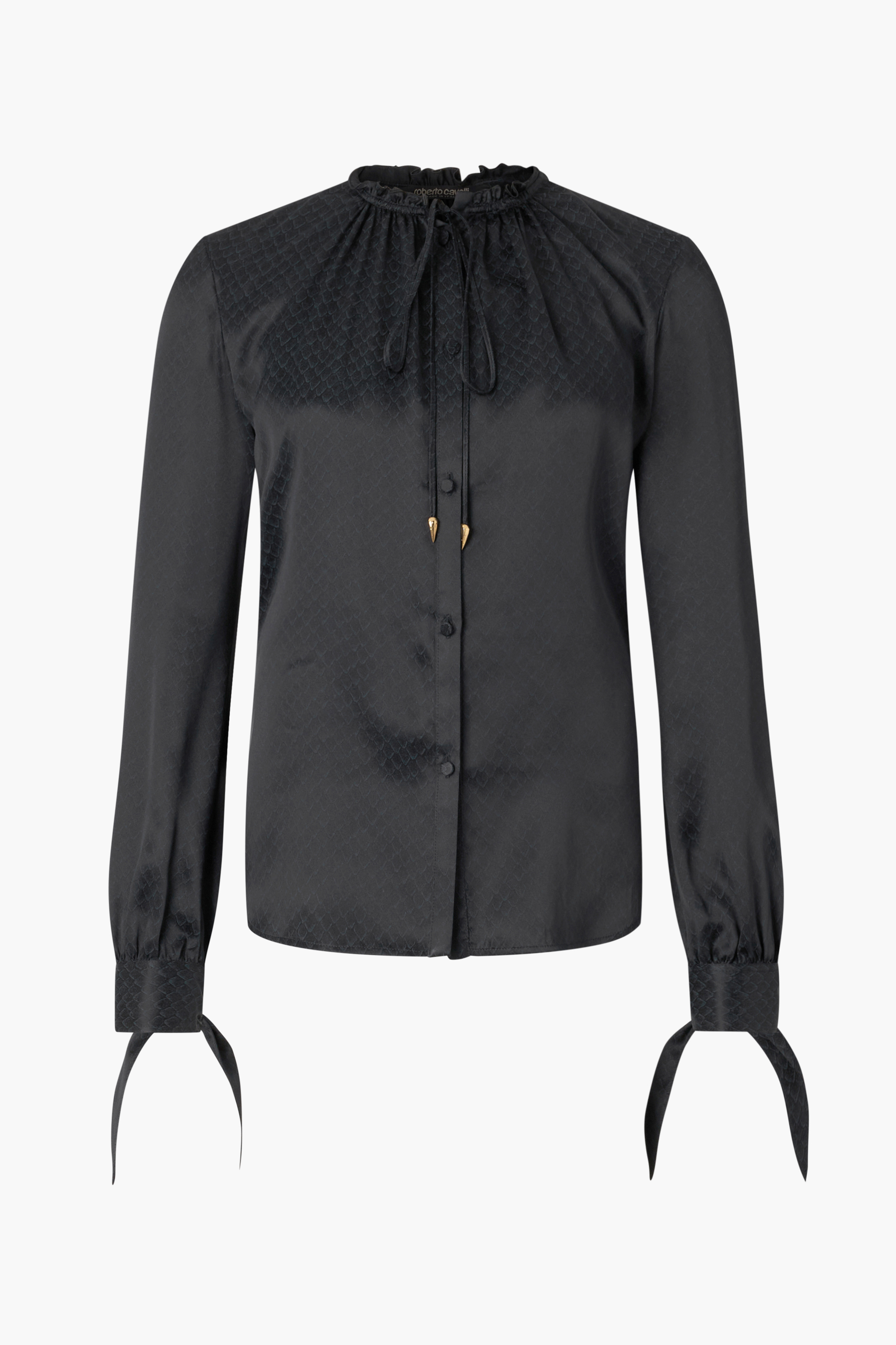 Roberto Cavalli Women's Black Snake-Effect Silk Shirt - Ready To Wear
