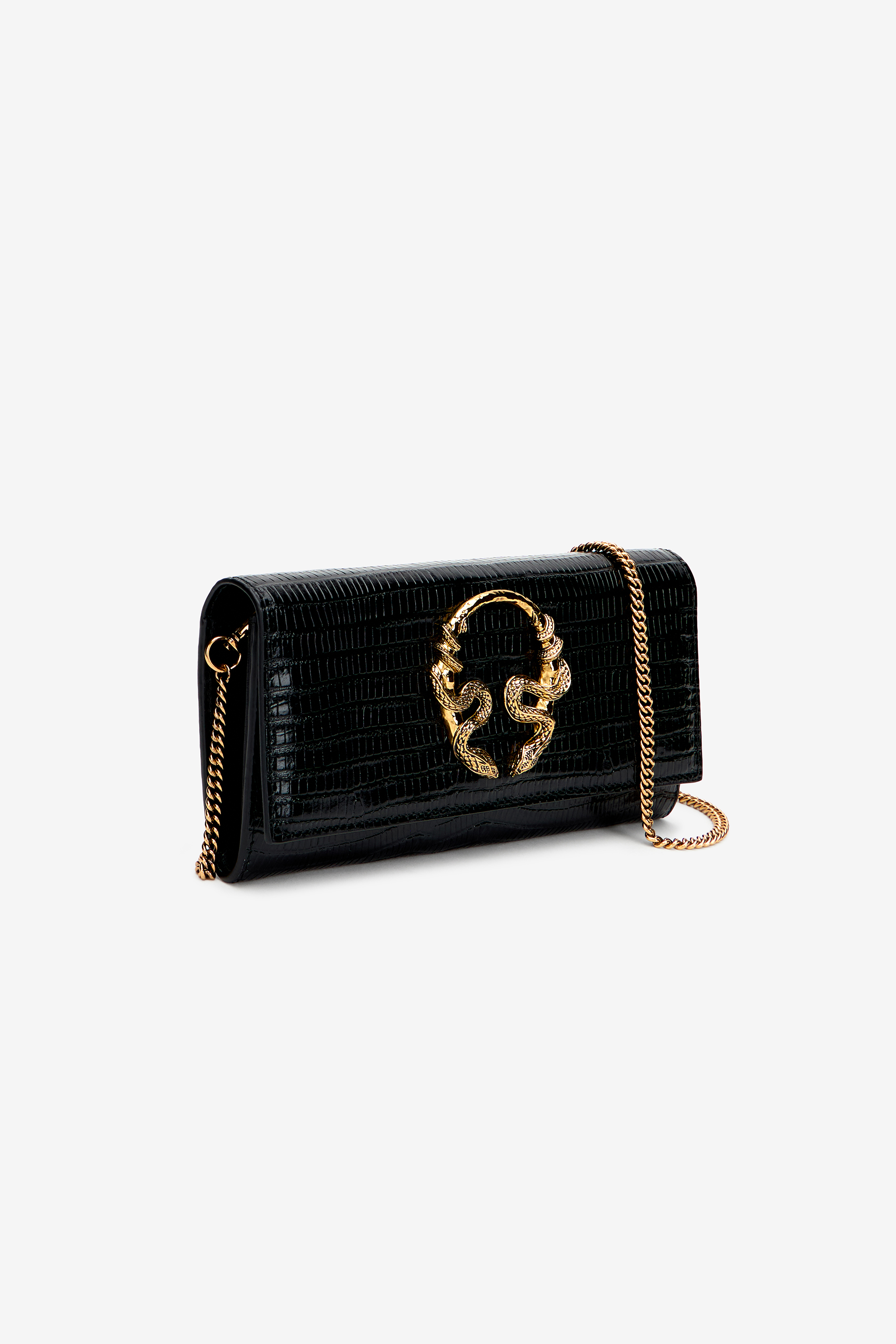 Roberto Cavalli Black Leather Roar Mini Bag