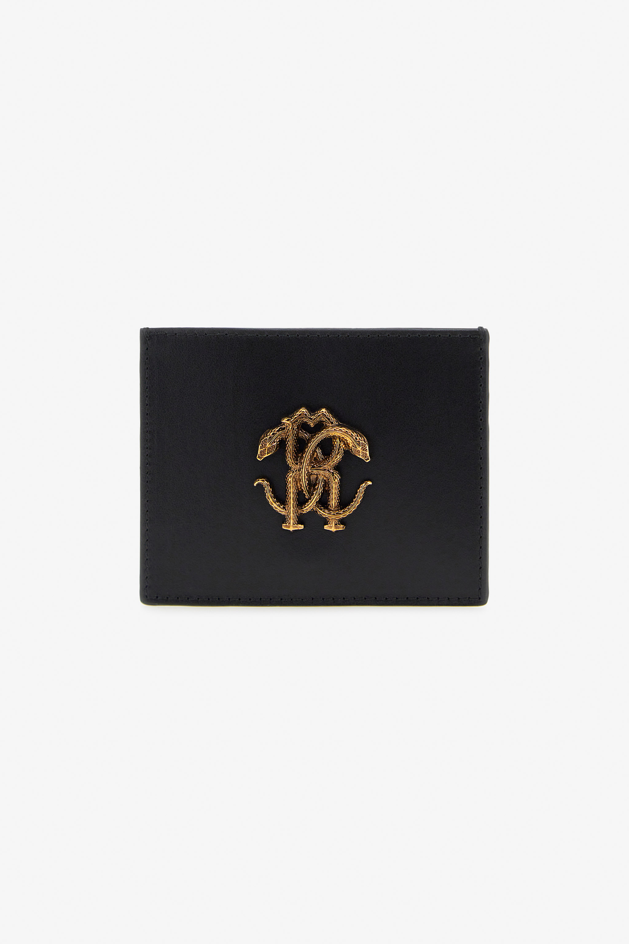Roberto Cavalli Cardholder With Monogram Rc In Black