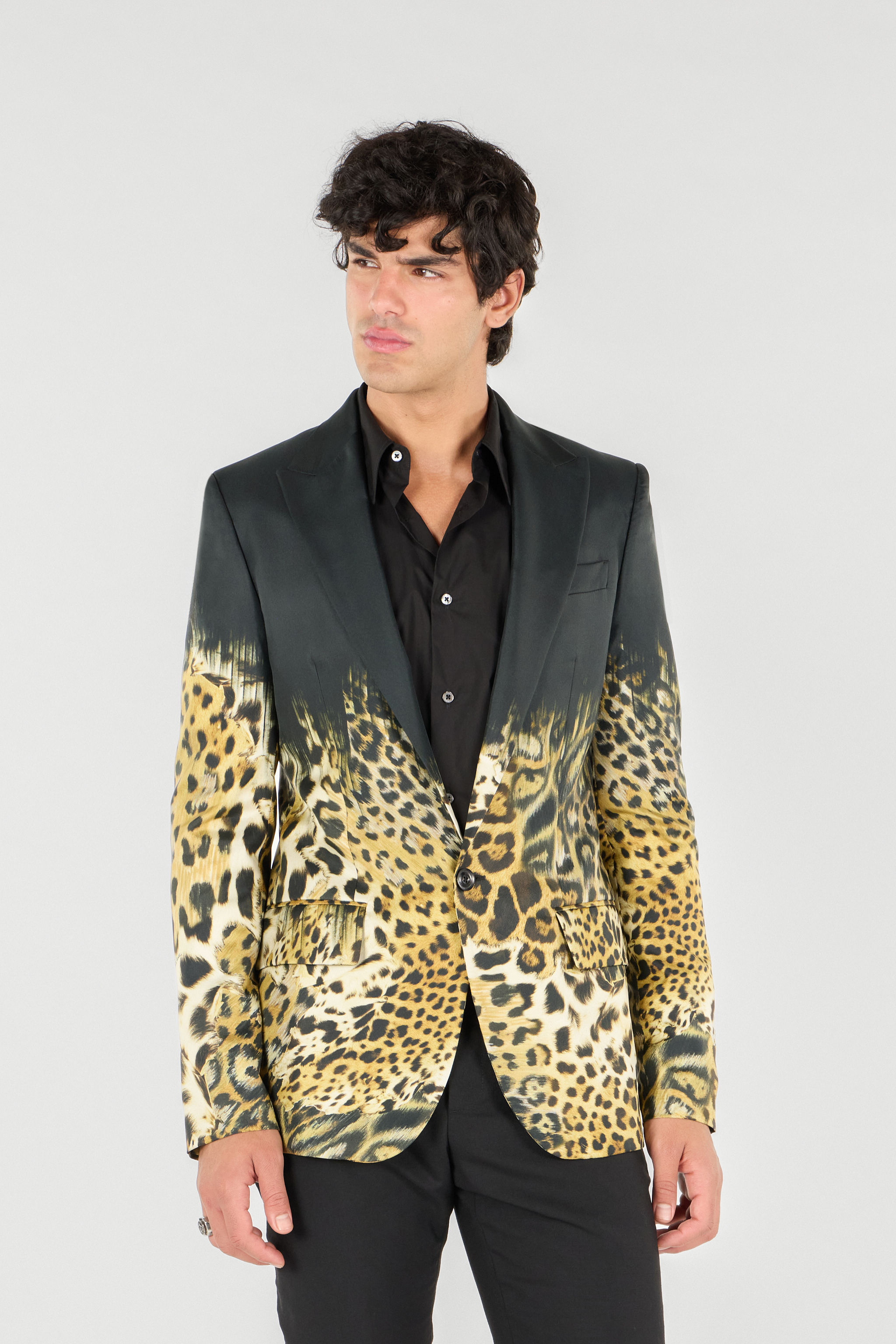 Roberto Cavalli Jaguar Skin Print Blazer In Light Brown