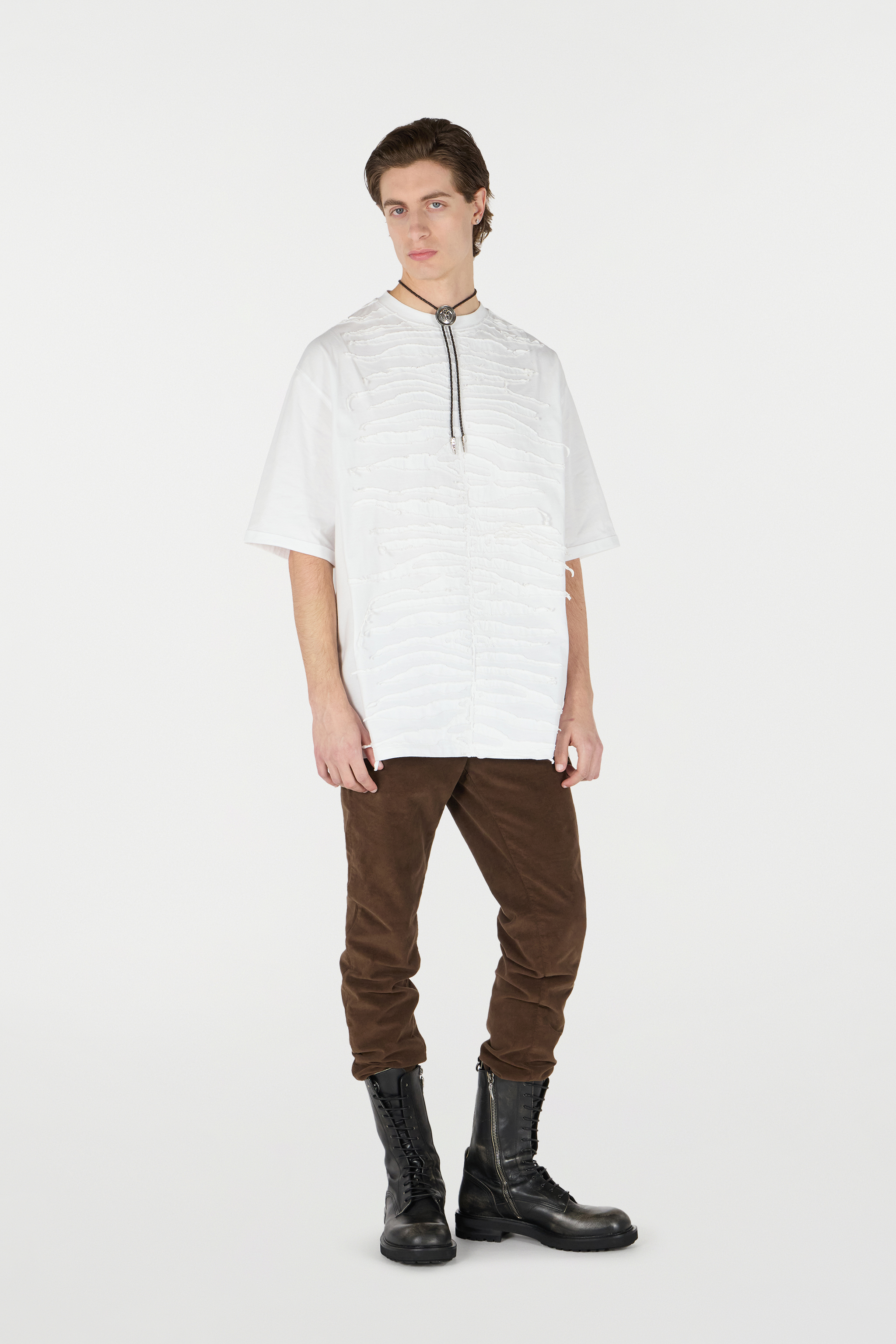 Roberto Cavalli T-shirt With Textured Zebra Pattern In White