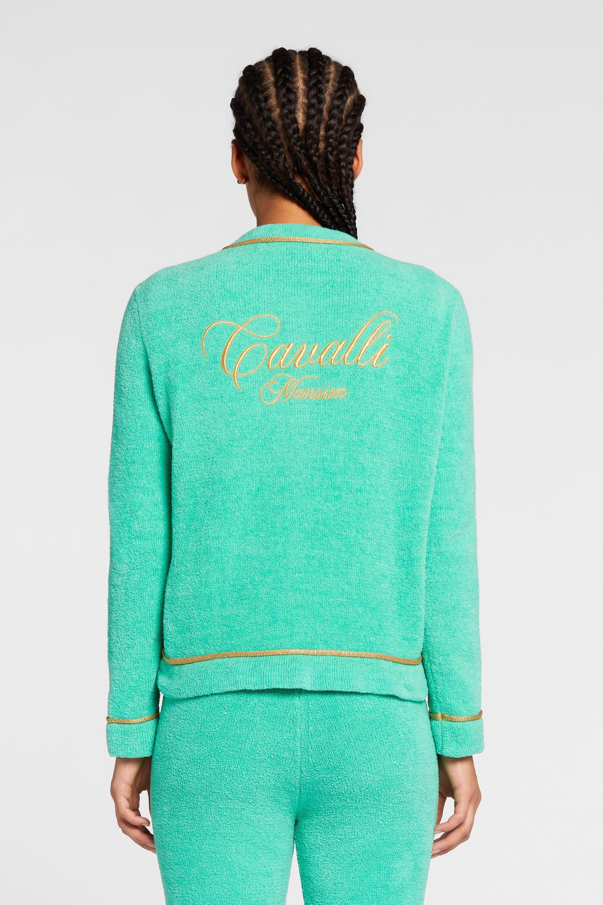 Roberto Cavalli Cardigan Mit Logo-stickerei In Light Blue