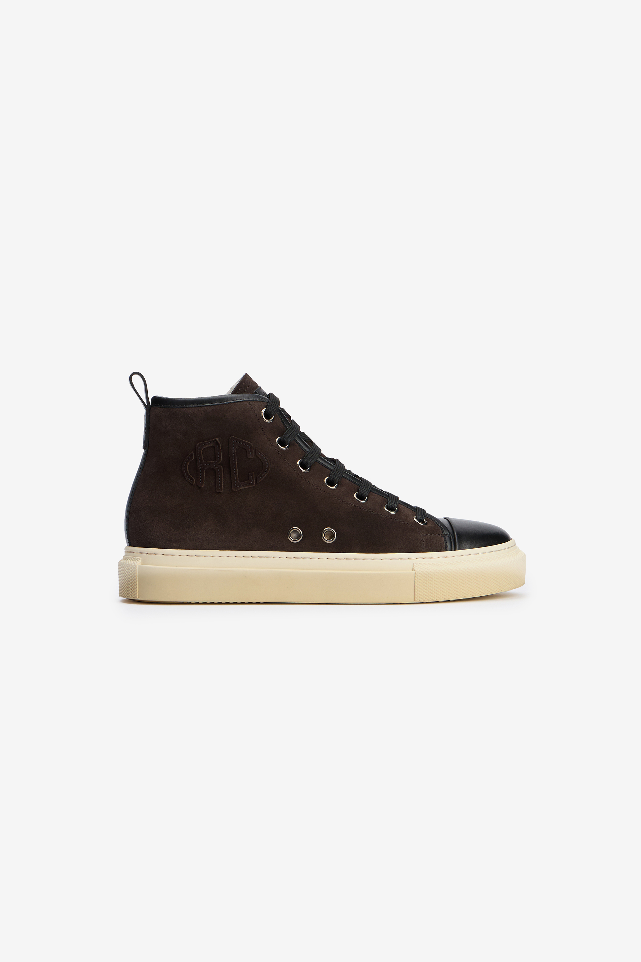 Roberto Cavalli High-top Sneakers Chocolate With Rc Monogram In Brown
