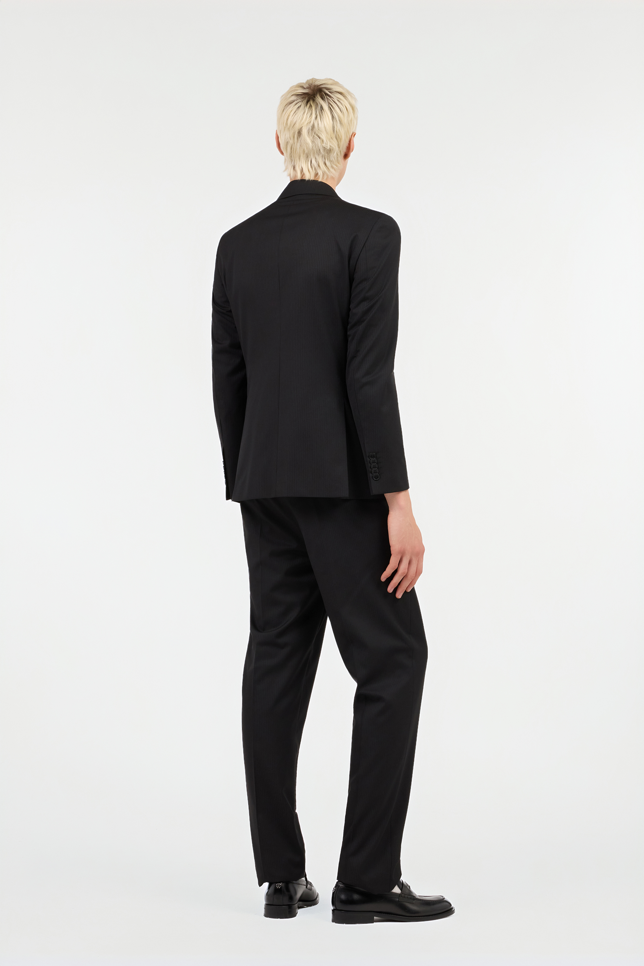 Black Pinstripe Double-Breasted Wool Suit