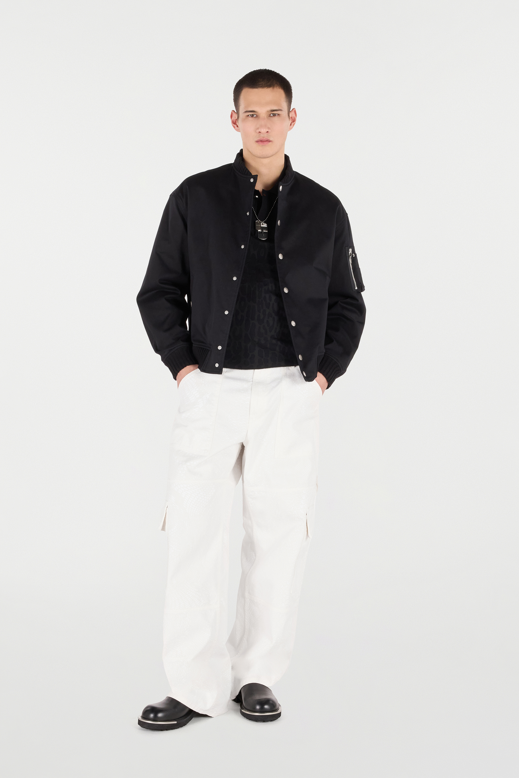 Roberto Cavalli Padded Bomber Jacket In Black
