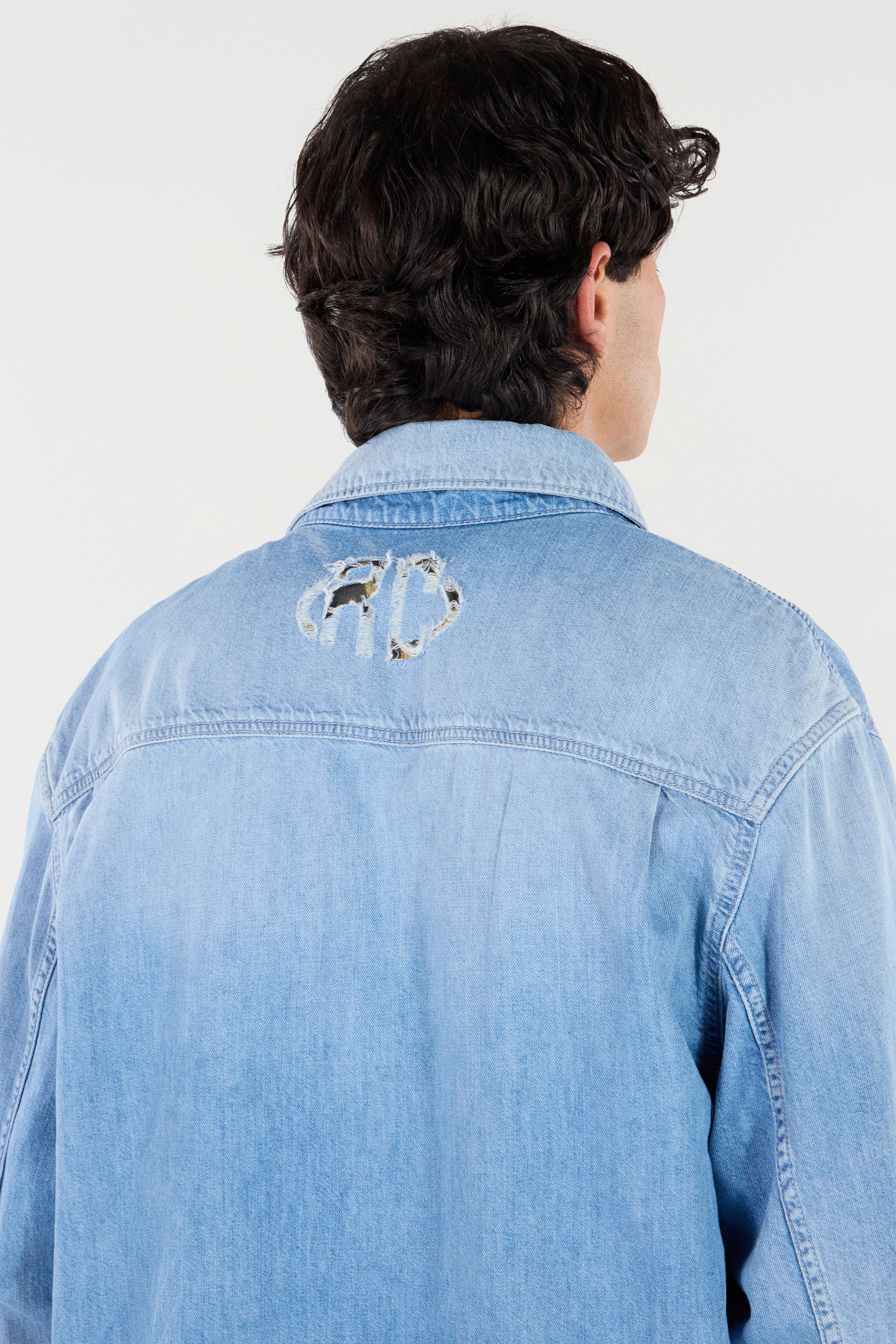 Roberto Cavalli Denim Shirt With Jewel Buttons In Blue