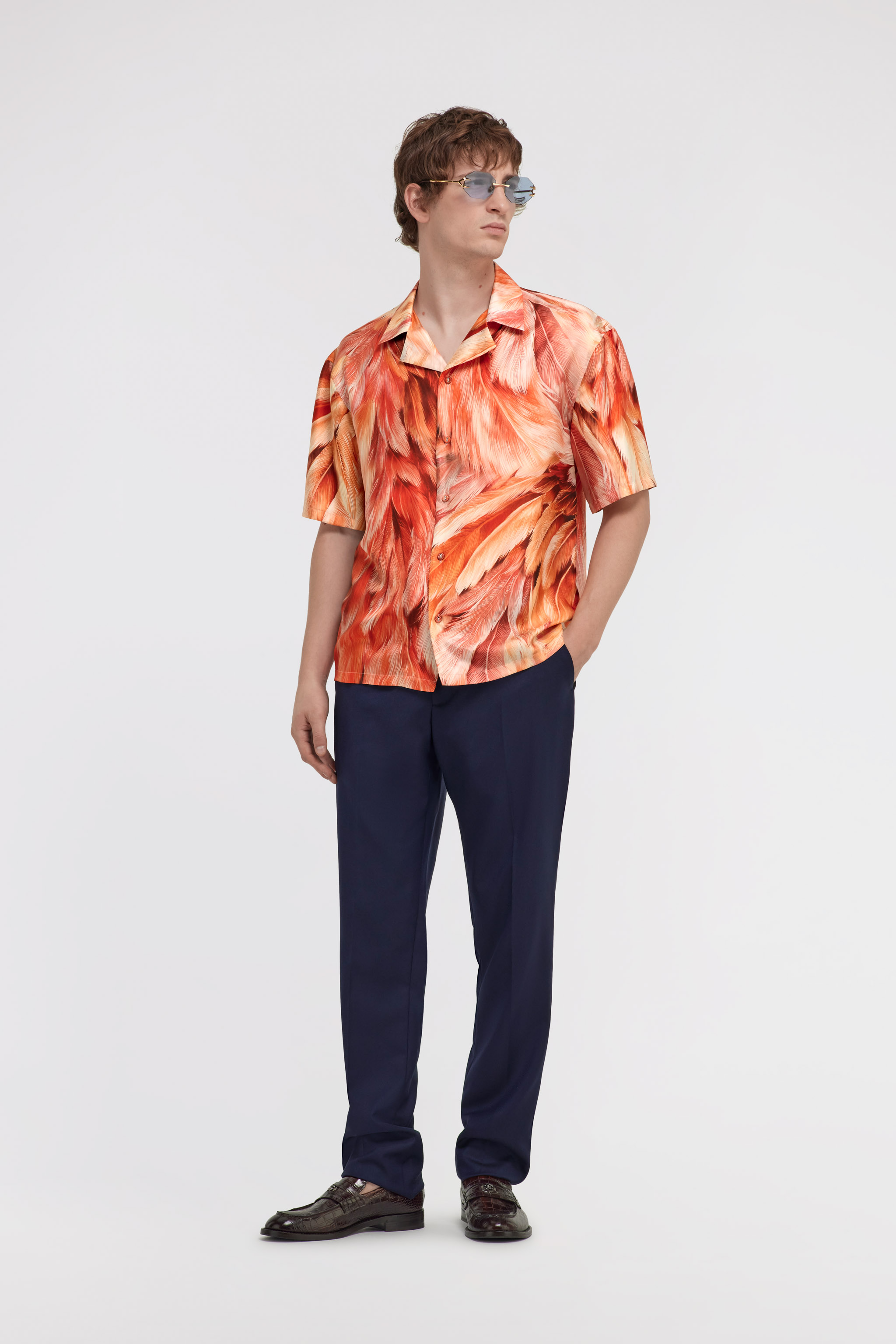 Roberto Cavalli Plumange Print Shirt In Orange