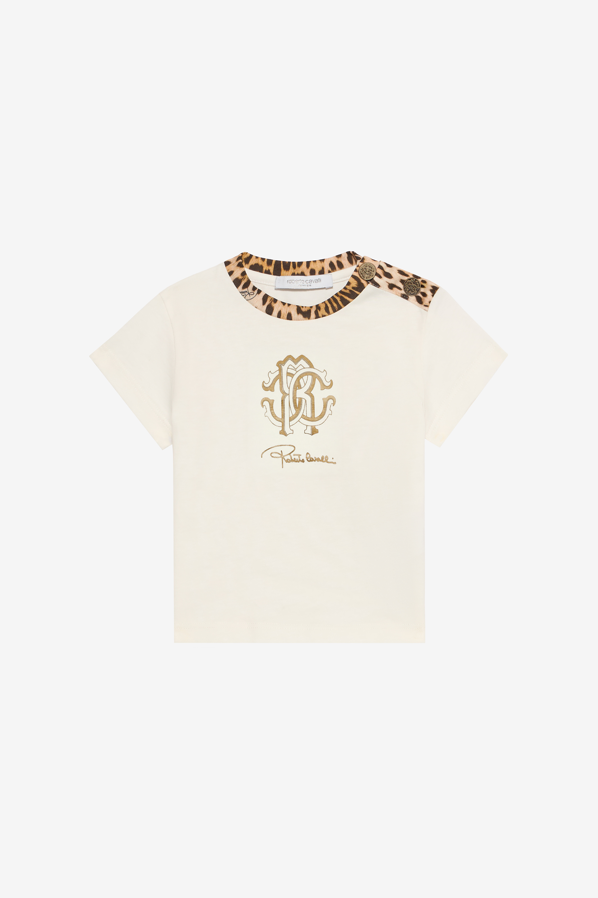 Roberto Cavalli Girls White Cotton T-Shirt With Detail - Ready To Wear Milky