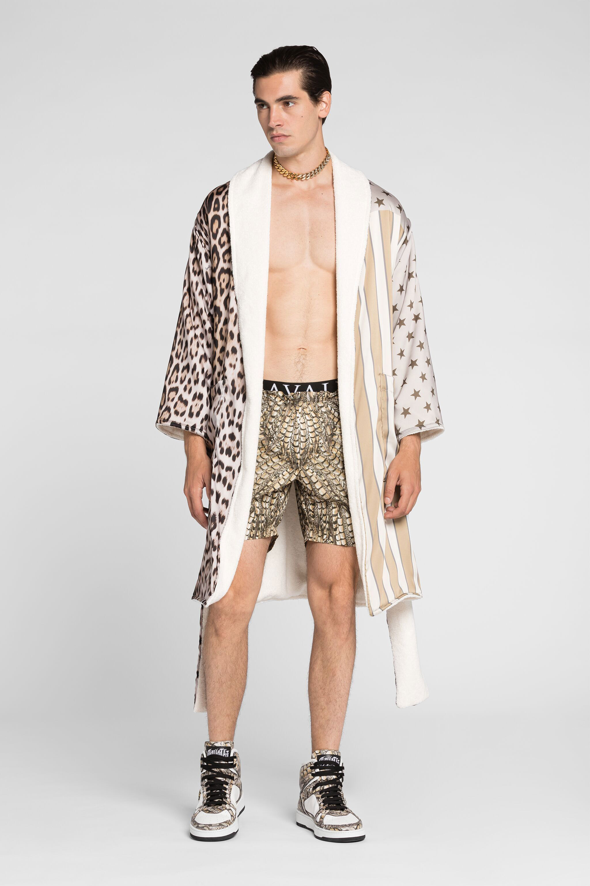 Roberto Cavalli Animal-print Bath Robe In Light Brown