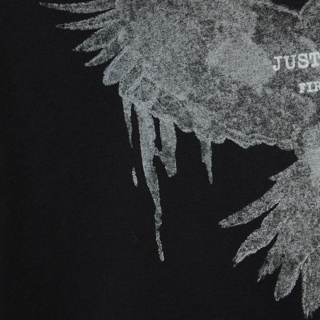 Roberto Cavalli Black T-shirt With Eagle Print And Studs In Black