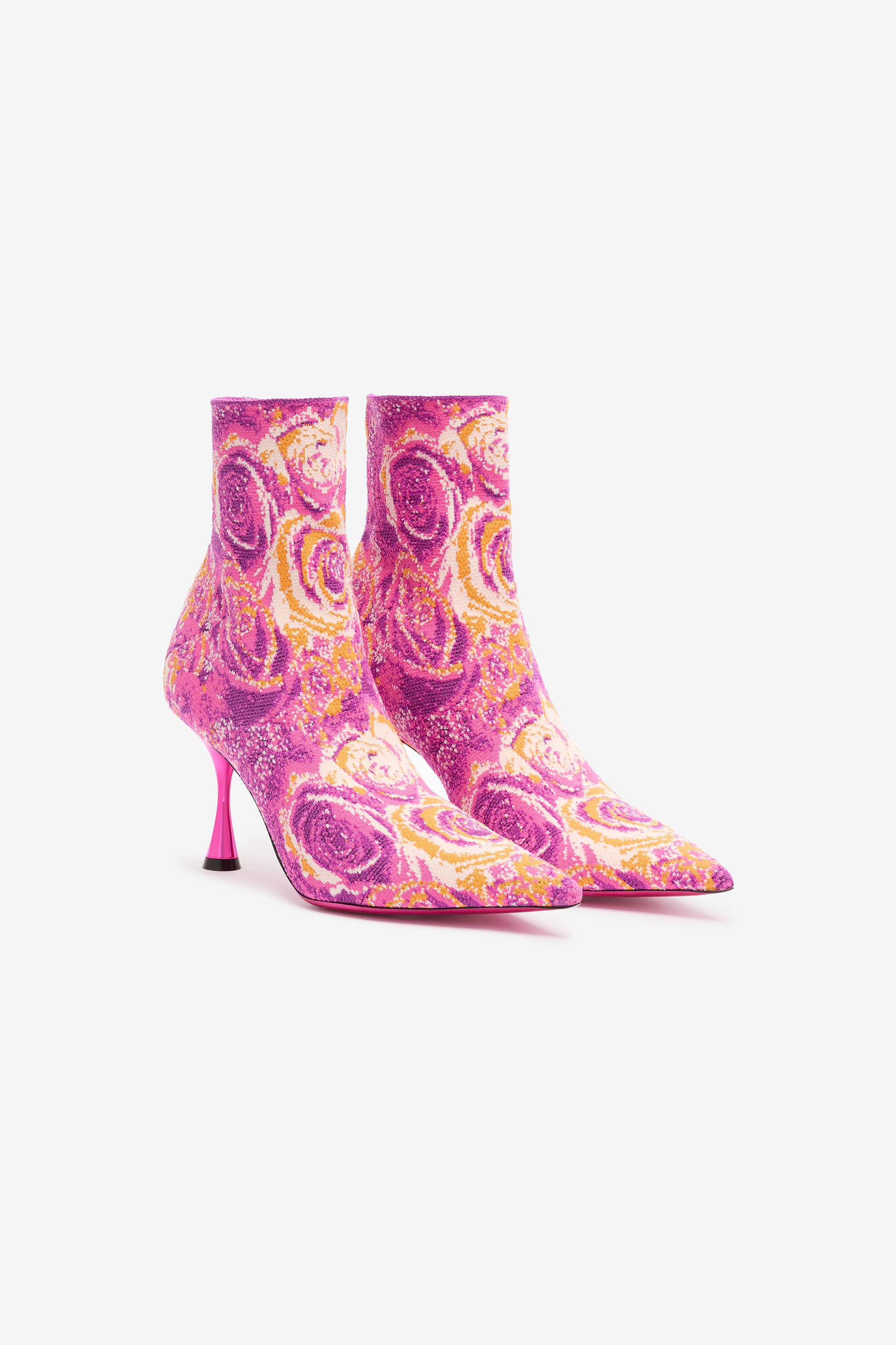 ROBERTO CAVALLI STIEFELETTEN MIT INTARSIENMOTIV IN FORM EINER ROSE
