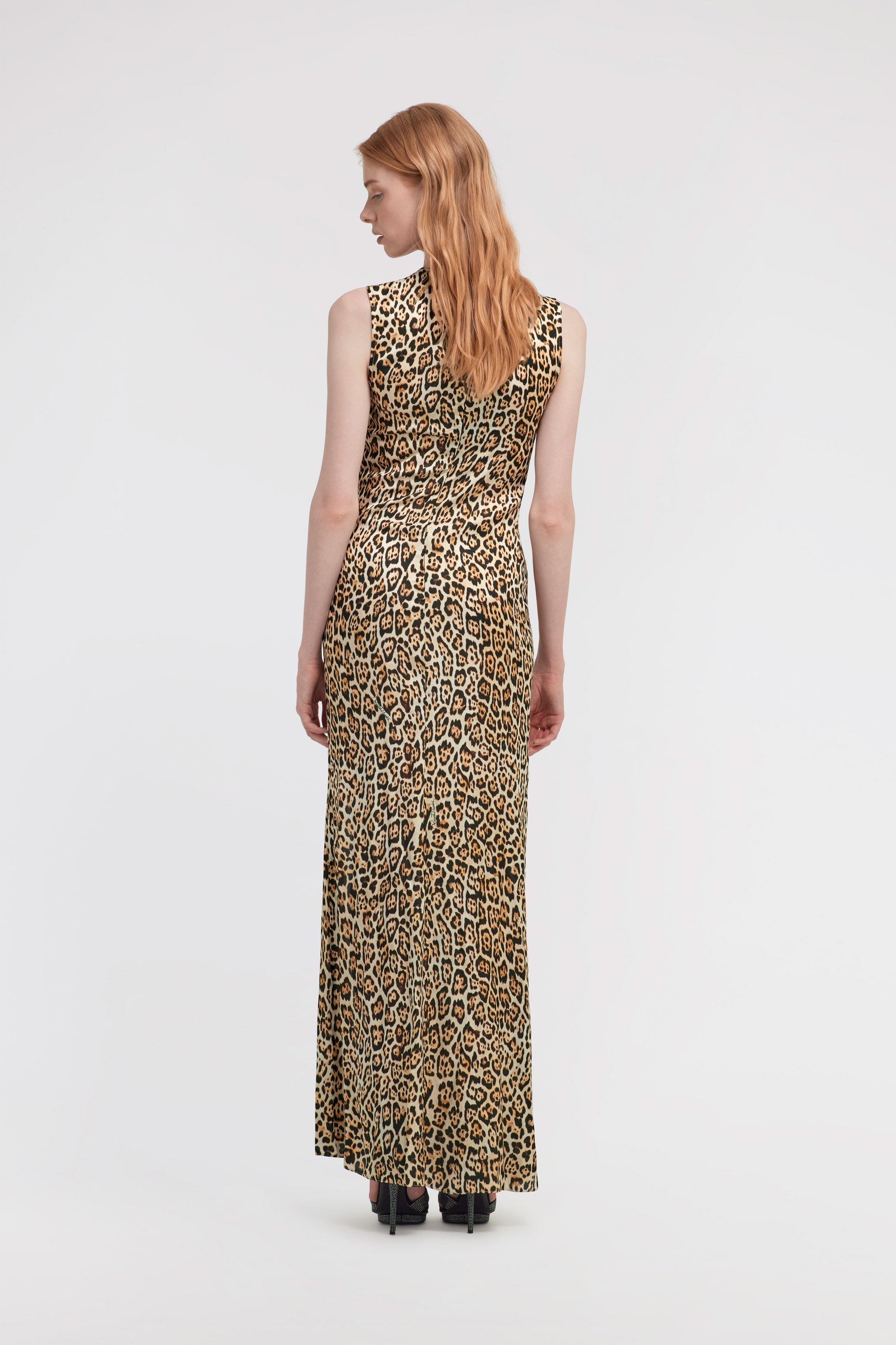 Roberto Cavalli Leopard-print Maxi Dress In Natural