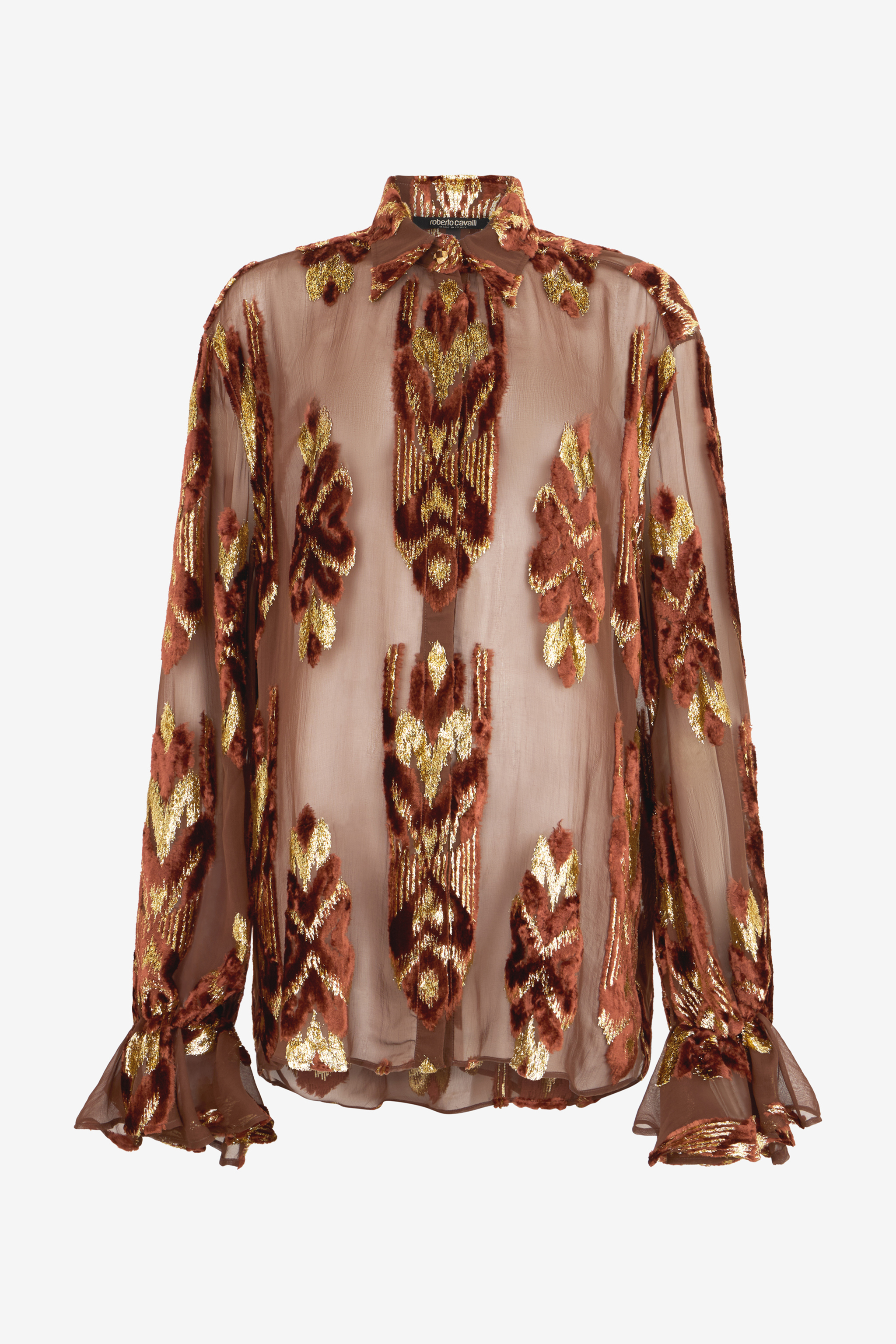 Roberto Cavalli Women's Brown Fil Coupé Shirt - Blouses Chocolate