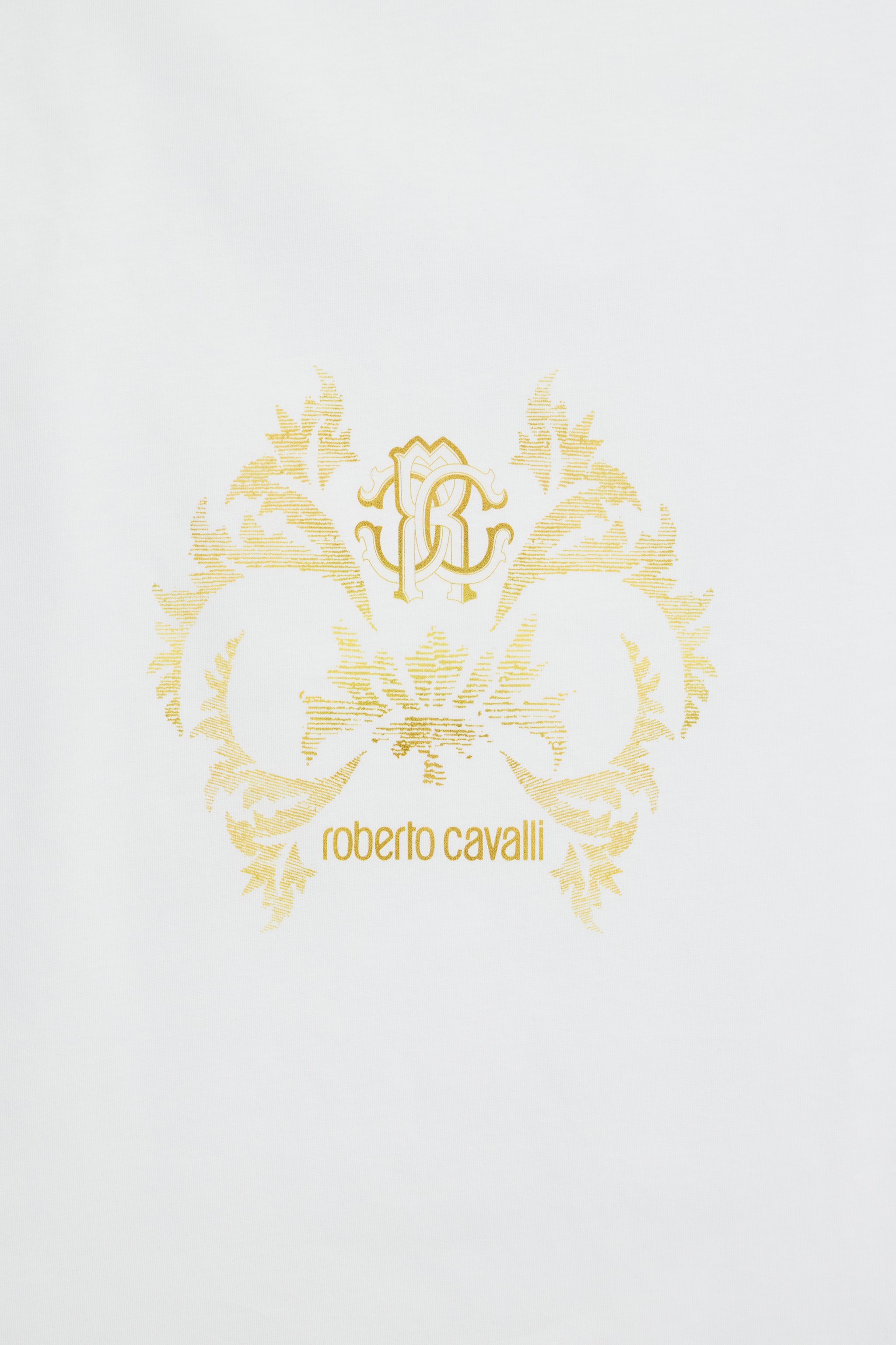 Roberto Cavalli Gold Blanket With Floral Print In Gold