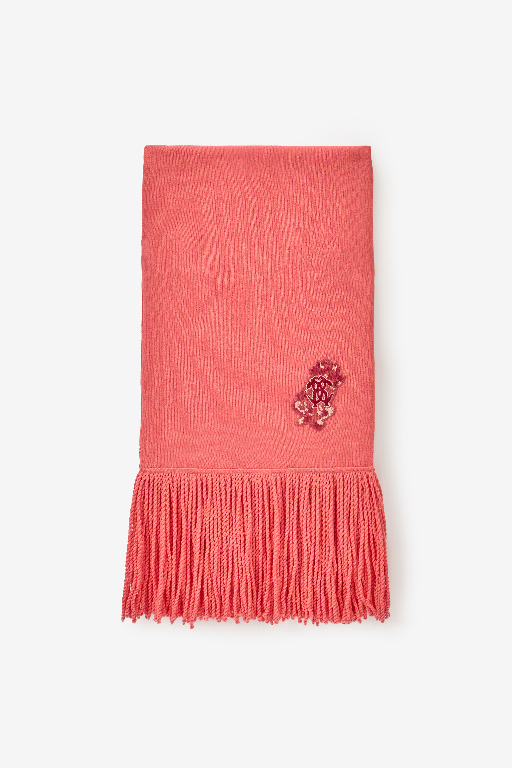 Roberto Cavalli Antique Pink Scarf With Monogram Mirror Snake In Pink