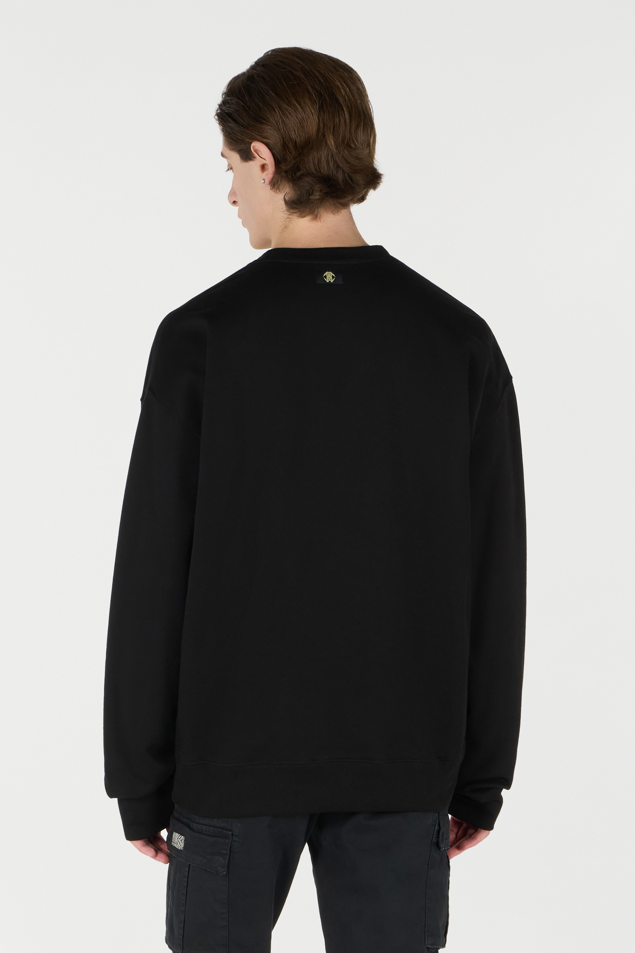Roberto Cavalli Sweatshirt With Mirror Snake Monogram Embroidery In Black