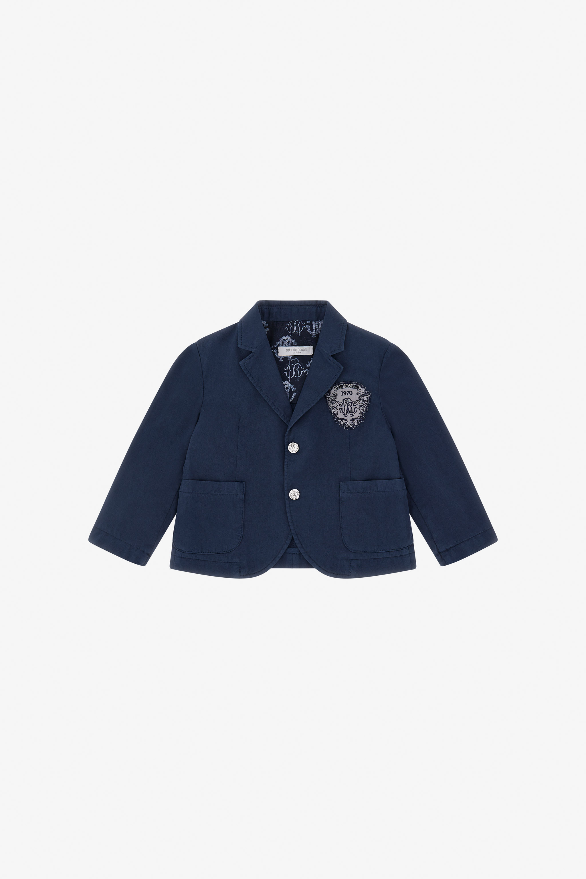 Roberto Cavalli Boys Blue Navy Crest Embroidered Blazer - Ready To Wear
