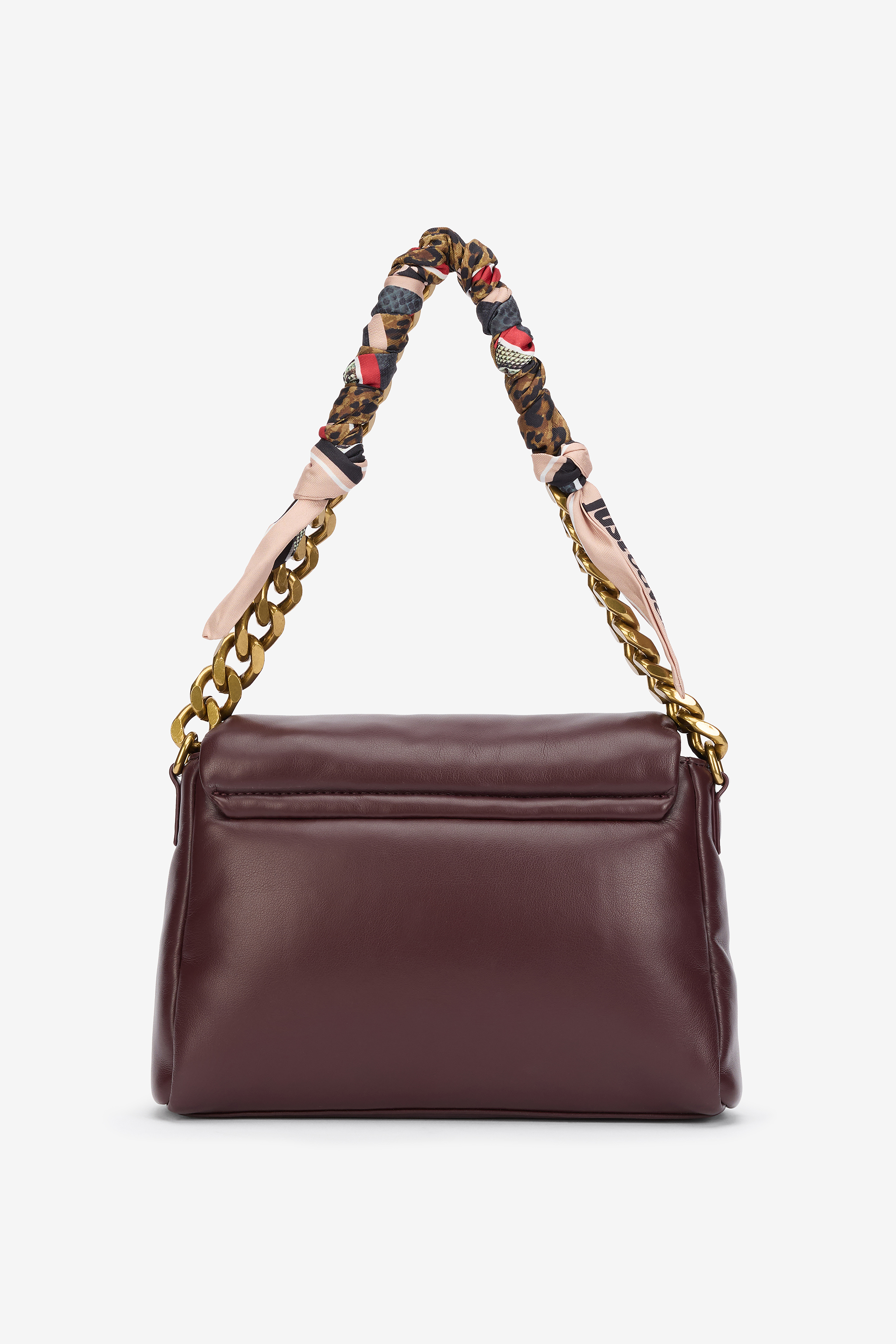 Just Cavalli Burgundy Shoulder Bag With Chain And Scarf