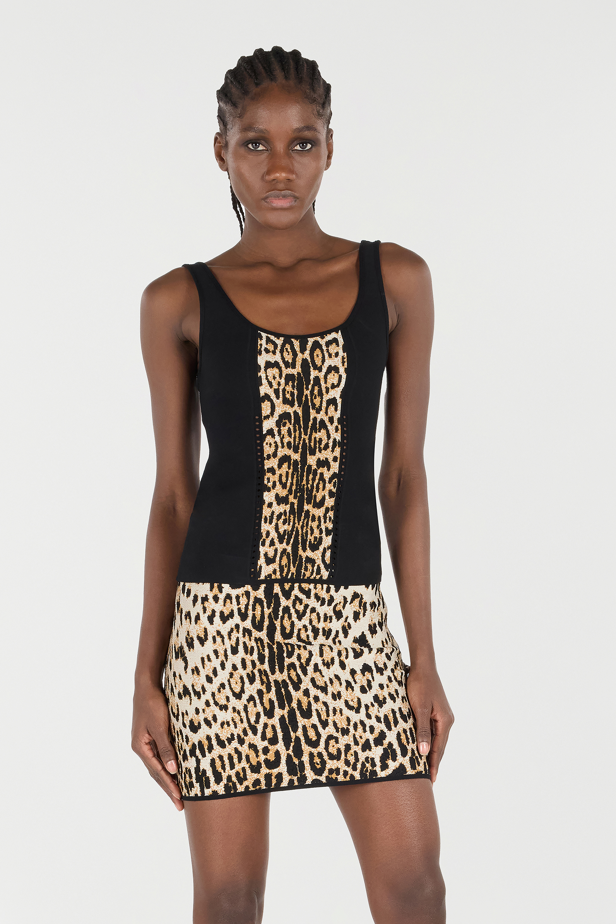 Stretch Top With Jaguar Skin Insert