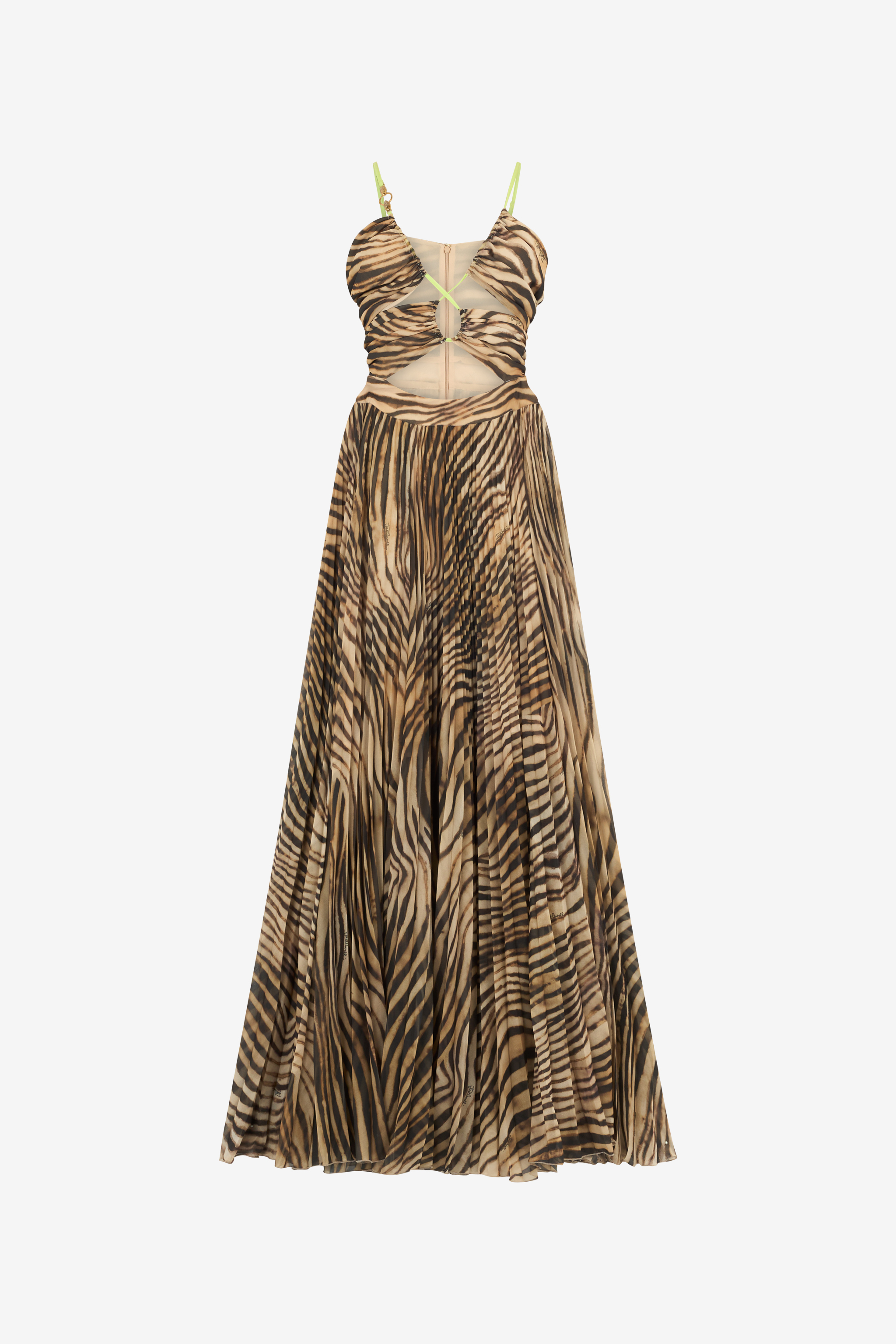 Roberto Cavalli Women's Light/Brown Extra-Long Dress With Tiger Skin Print - Ready To Wear