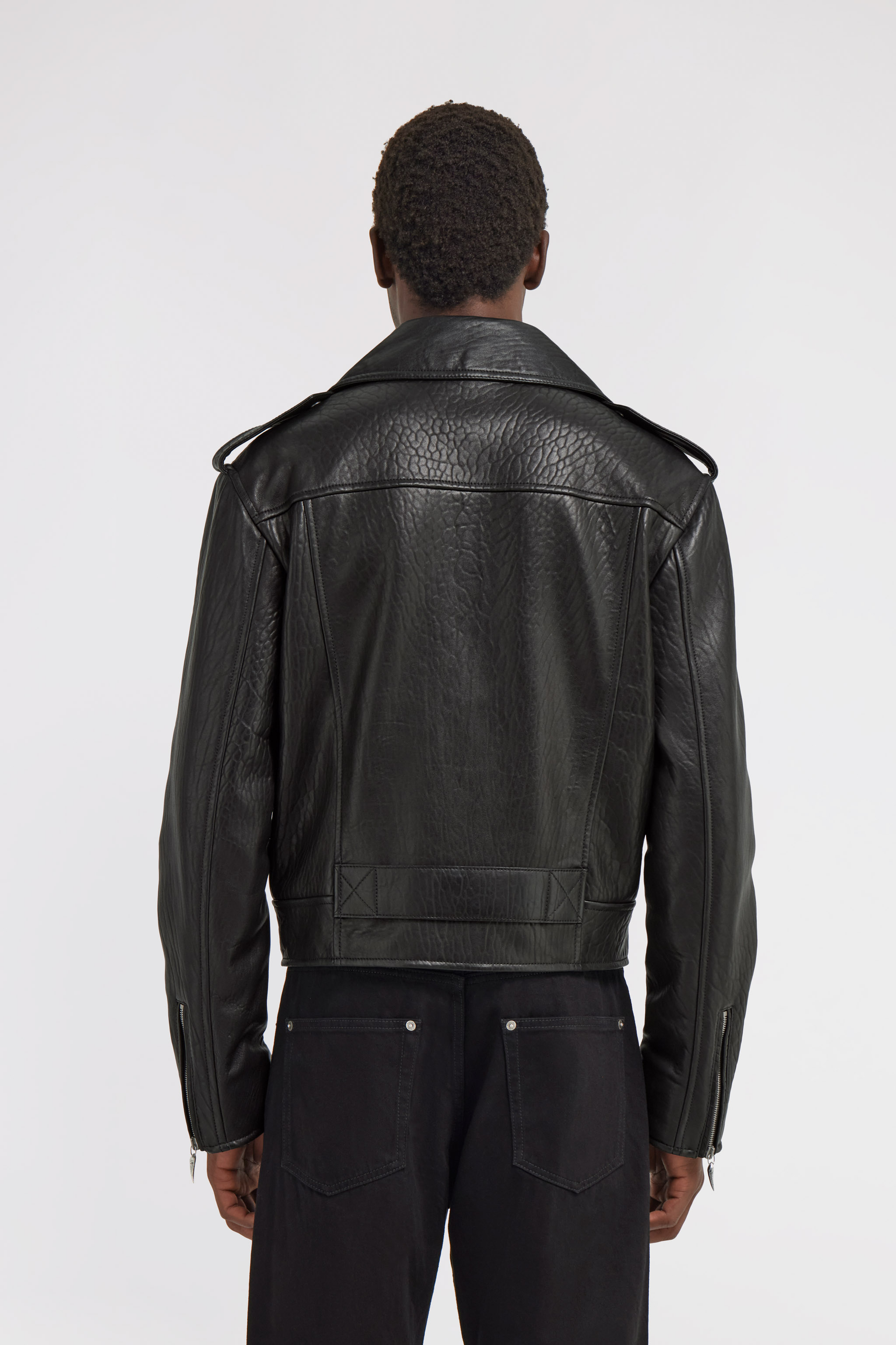 Roberto Cavalli Sheepskin Biker Jacket In Black