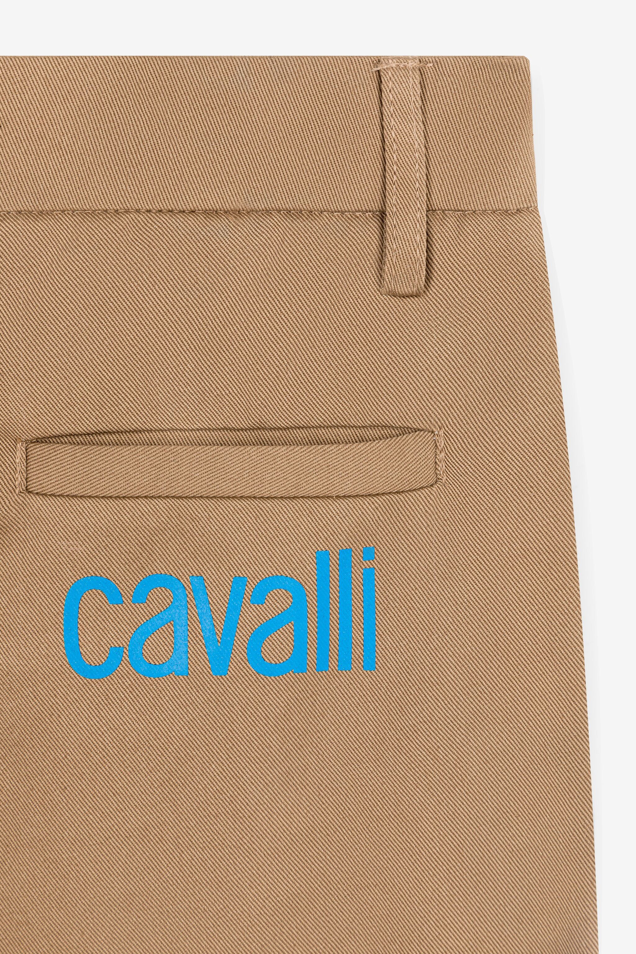 Roberto Cavalli Logo-print Shorts In Light Brown