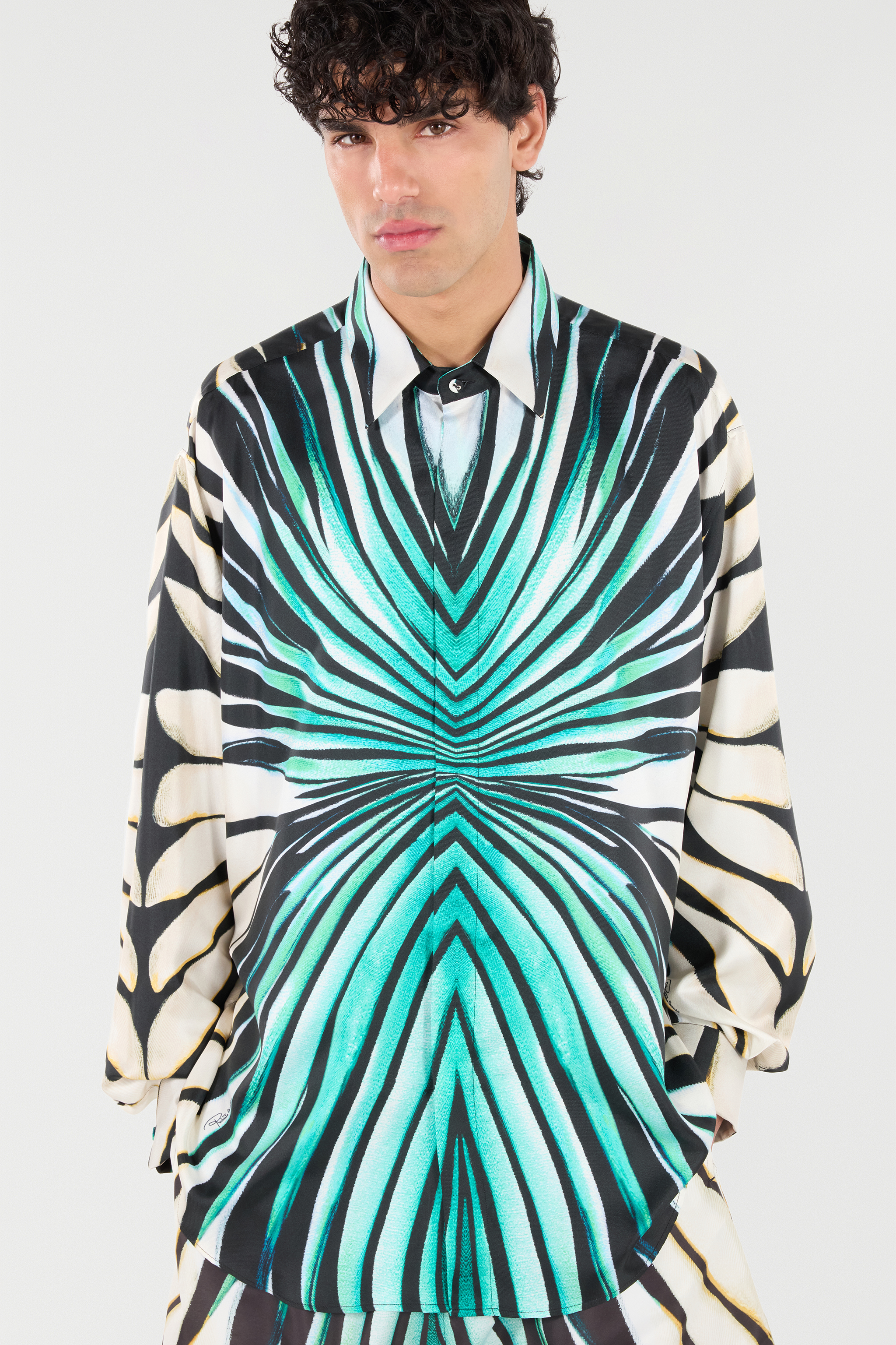 Roberto Cavalli Ray Of Sea Print Silk Shirt