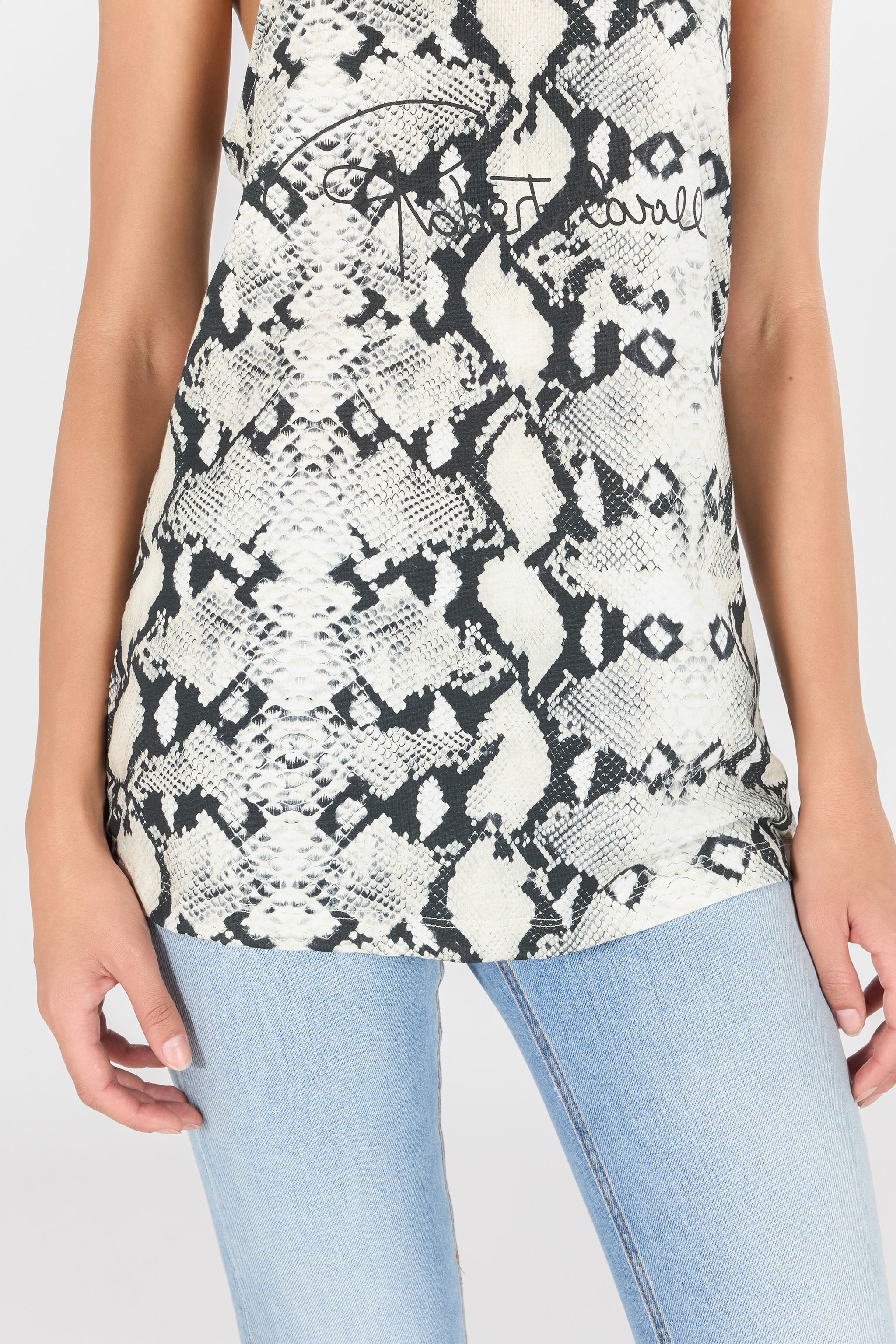 Shop Roberto Cavalli Racerback Tank Top With Python-effect Print