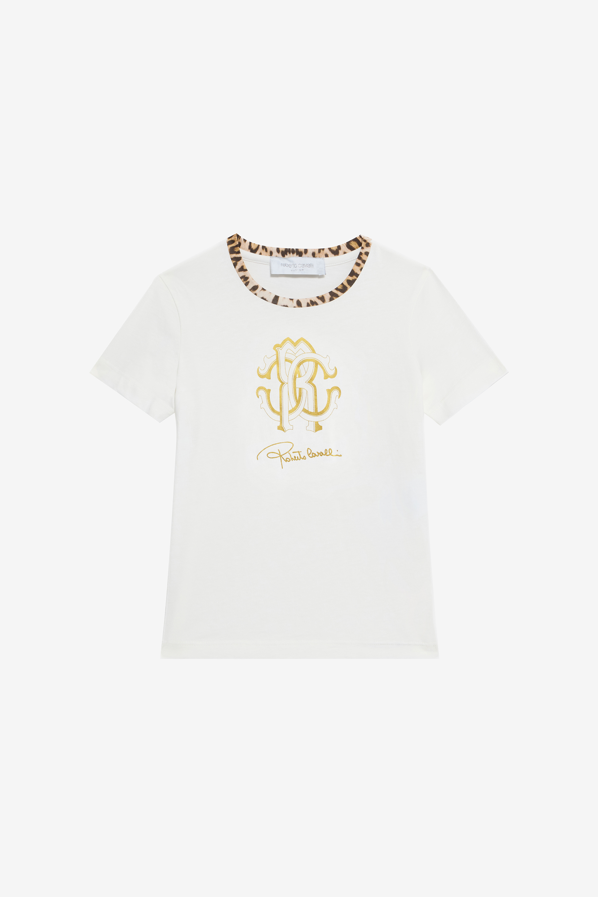 Roberto Cavalli Girls White Cotton T-Shirt With Detail - Ready To Wear Milky