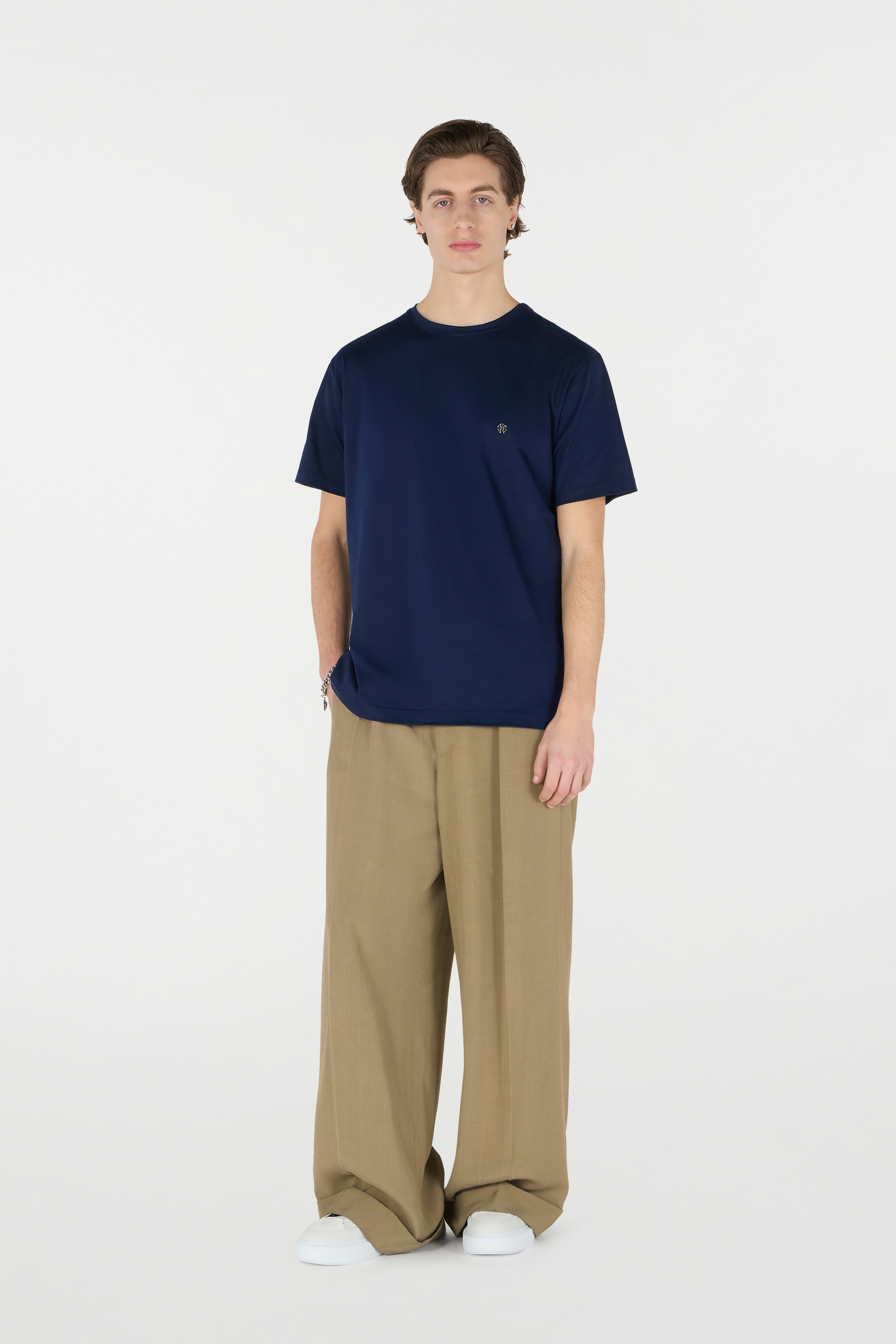 ROBERTO CAVALLI T-SHIRT MIT MONOGRAMM MIRROR SNAKE