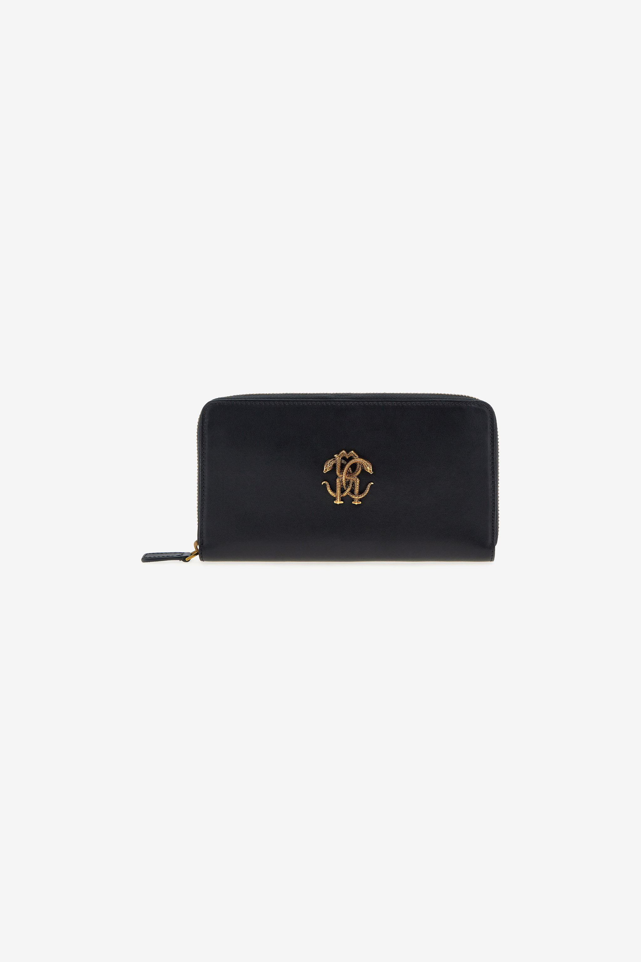 Roberto Cavalli Wallet With Monogram Rc And Zip In Black