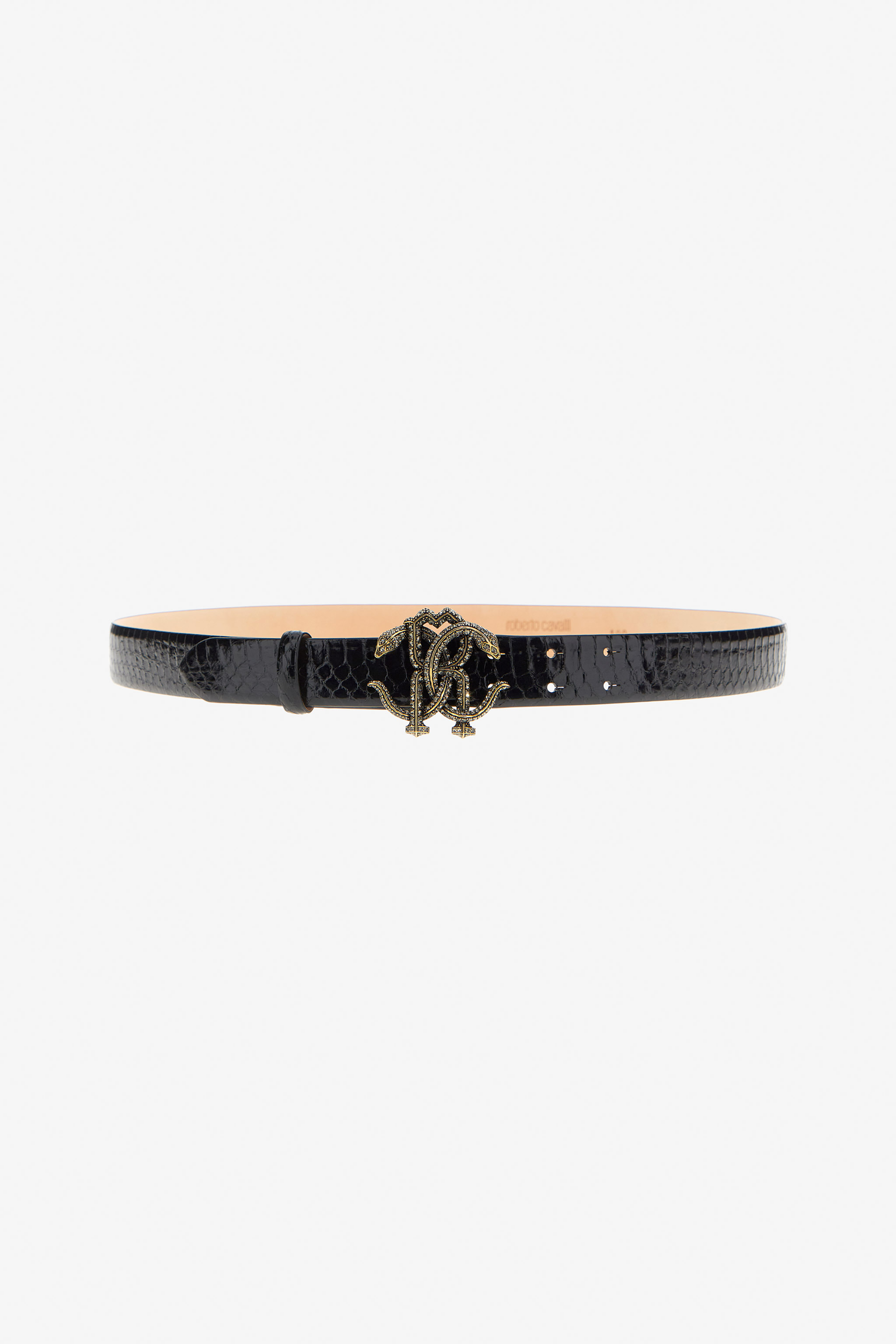 Roberto Cavalli Women's Black Belt With Monogram Rc - Accessories