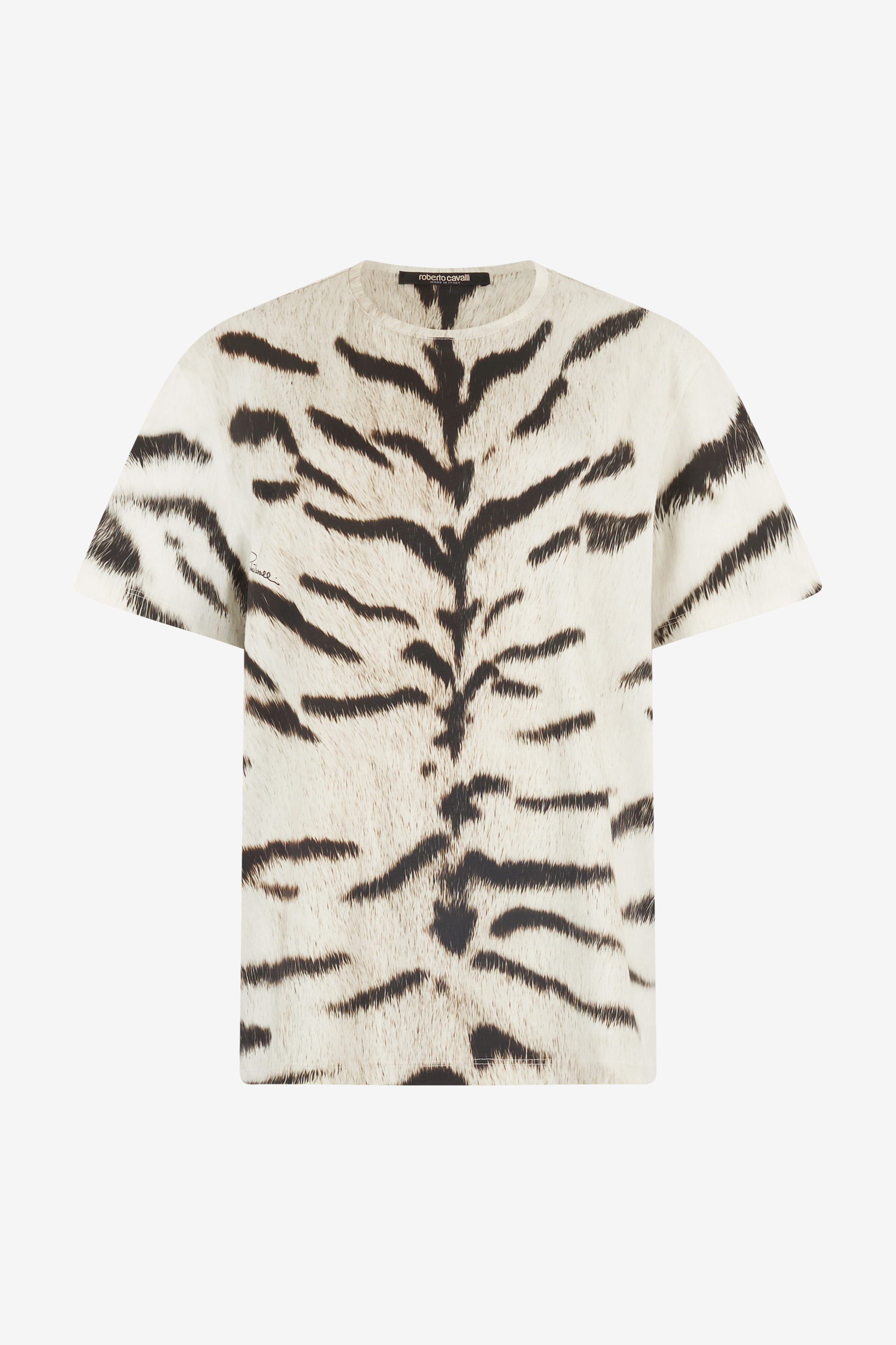 ROBERTO CAVALLI DAMEN-OVERSIZE-T-SHIRT MIT WEISSEM TIGRESSE OGAT X ROBERTO CAVALLI