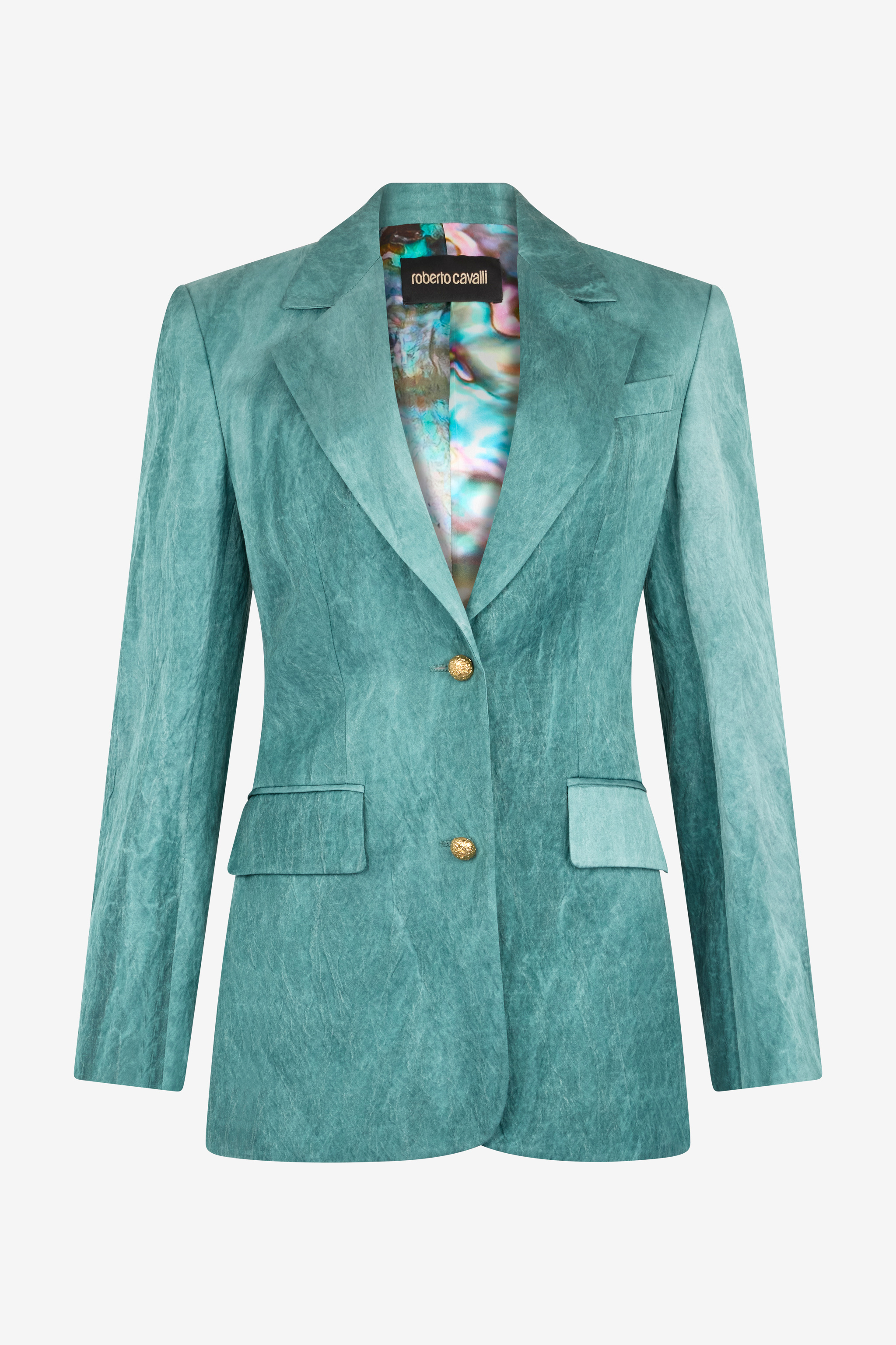 Roberto Cavalli Women's Blue Single-Breasted Structured Blazer - Ready To Wear