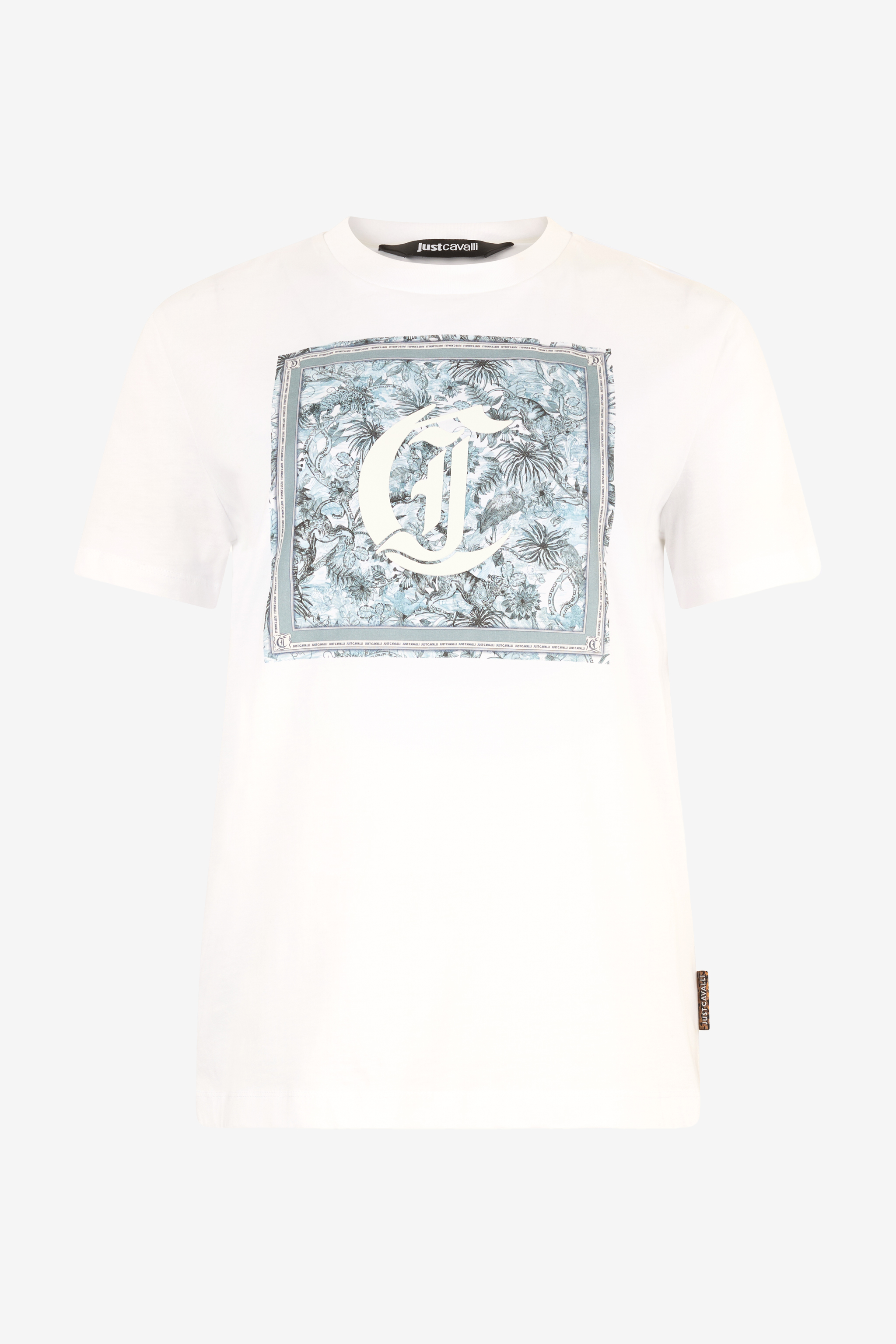 Roberto Cavalli Donna Bianco T-Shirt Con Grafica E Monogram Jc - Abbigliamento