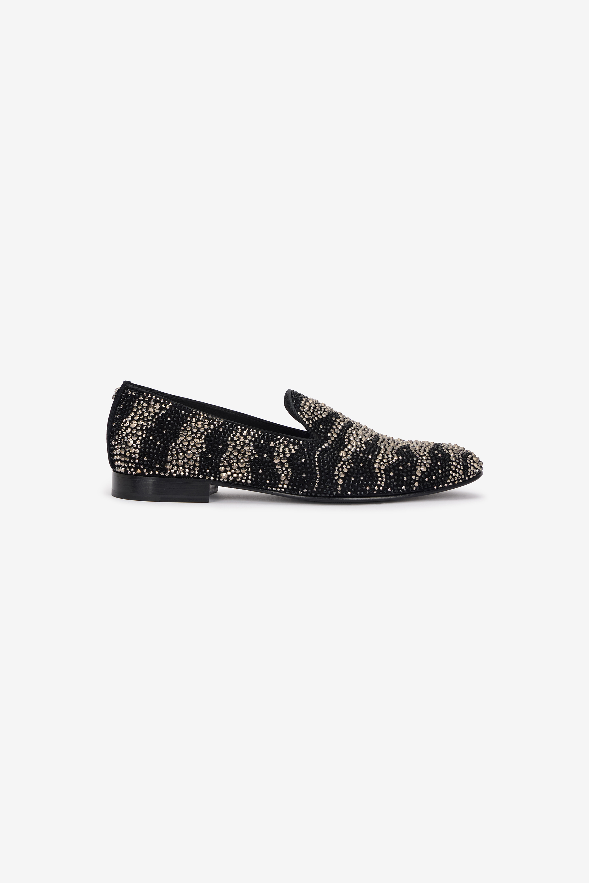 Roberto Cavalli Crystal-embellished Zebra-stripe Slippers In Black/ant Silver