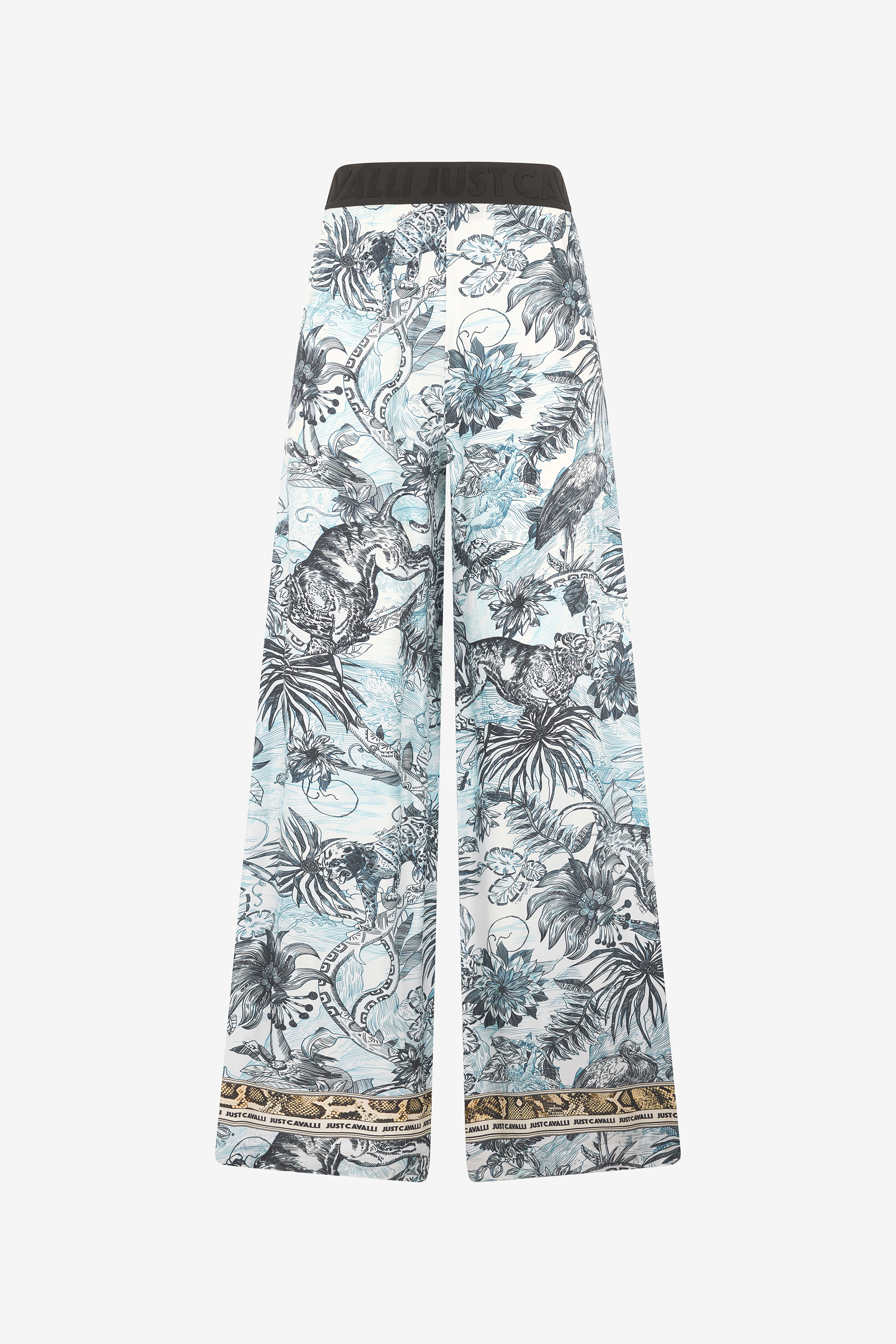 Roberto Cavalli Printed Palazzo Pants In Light Blue