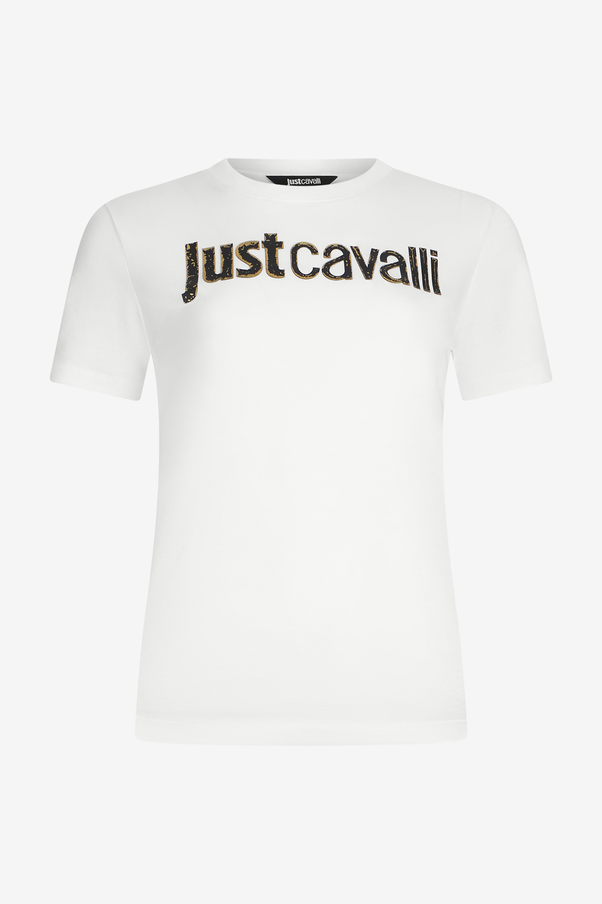 Roberto Cavalli White T-shirt With Embellished Logo In White