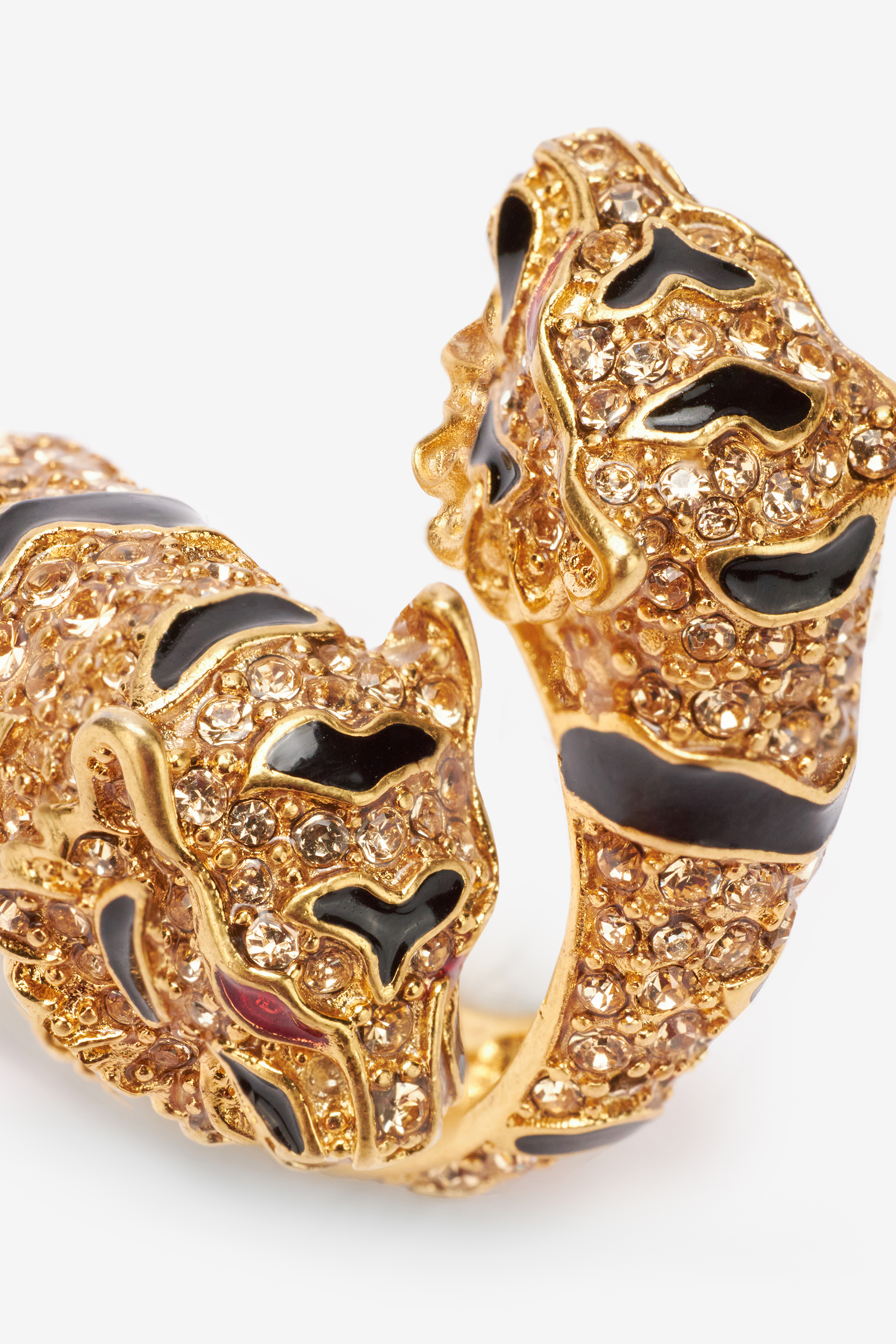 Ring with bejeweled tigers