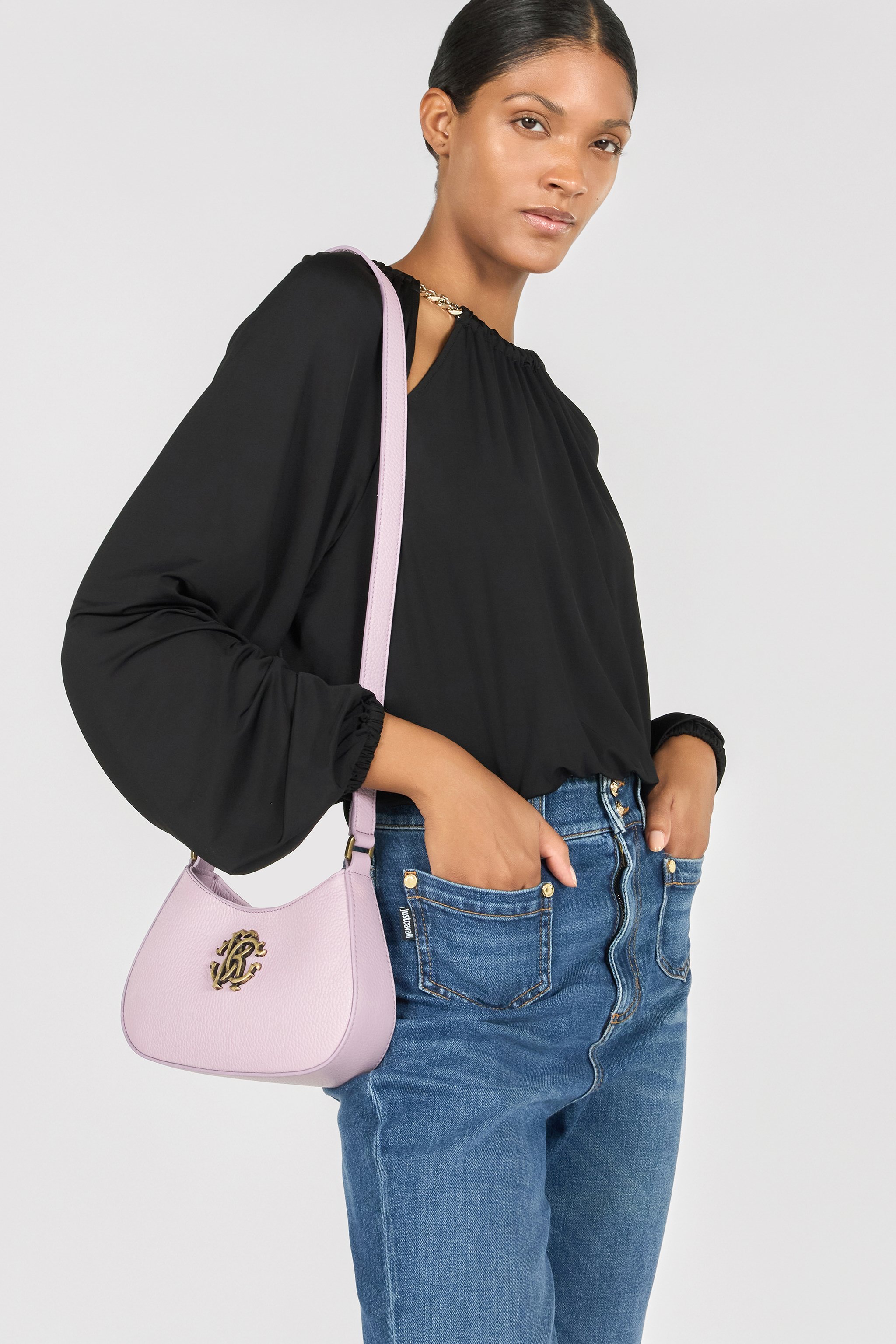 Roberto Cavalli Bag With Shoulder Strap And Monogram Rc In Pink