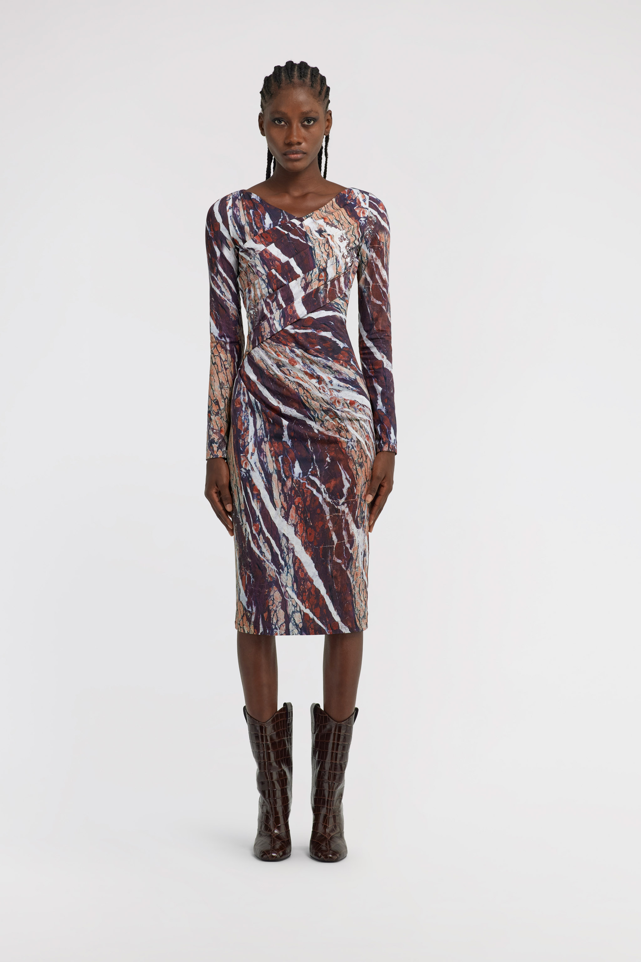 Roberto Cavalli Marble-print Midi Dress