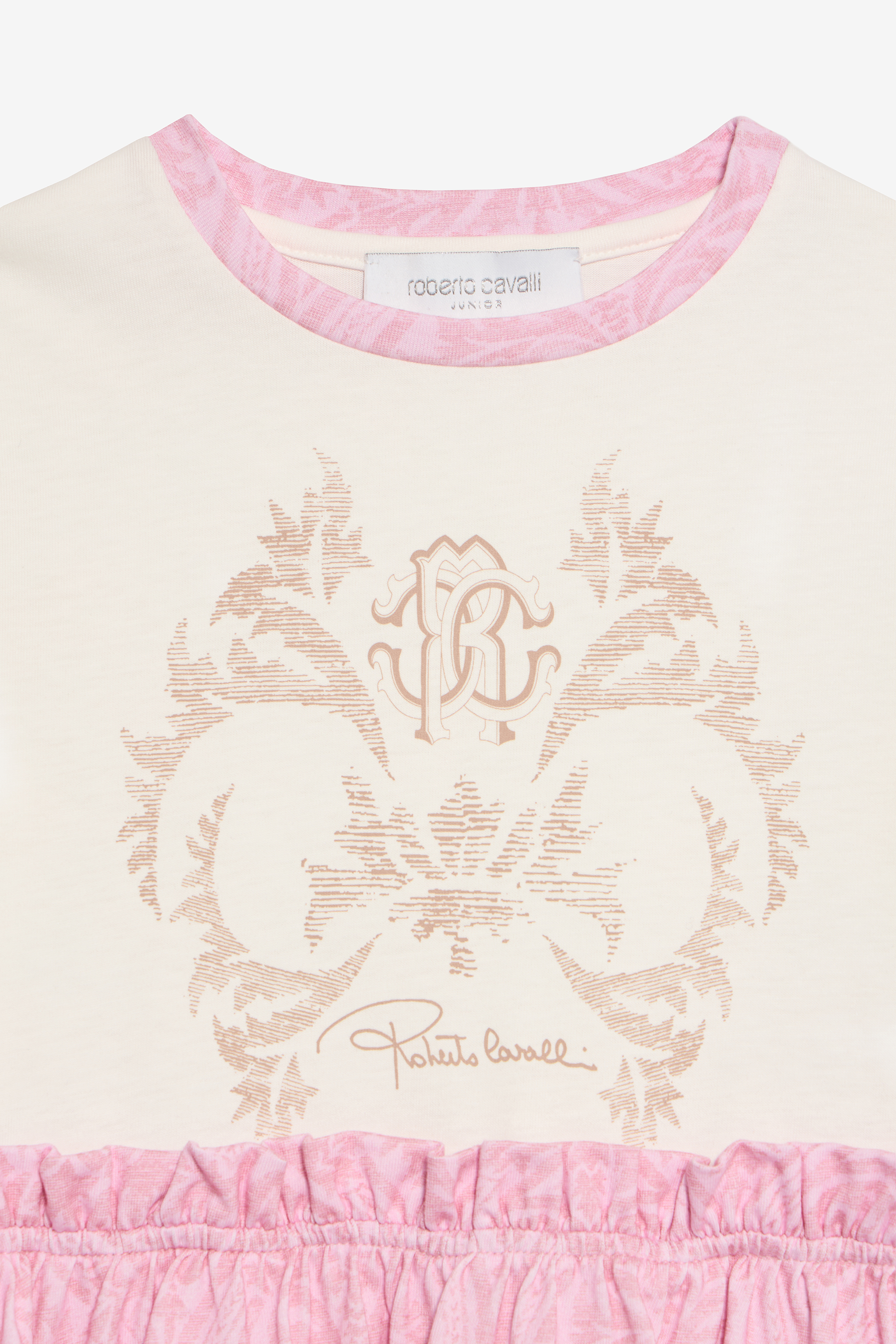 Milk White Dress with Baby Pink Floral Print