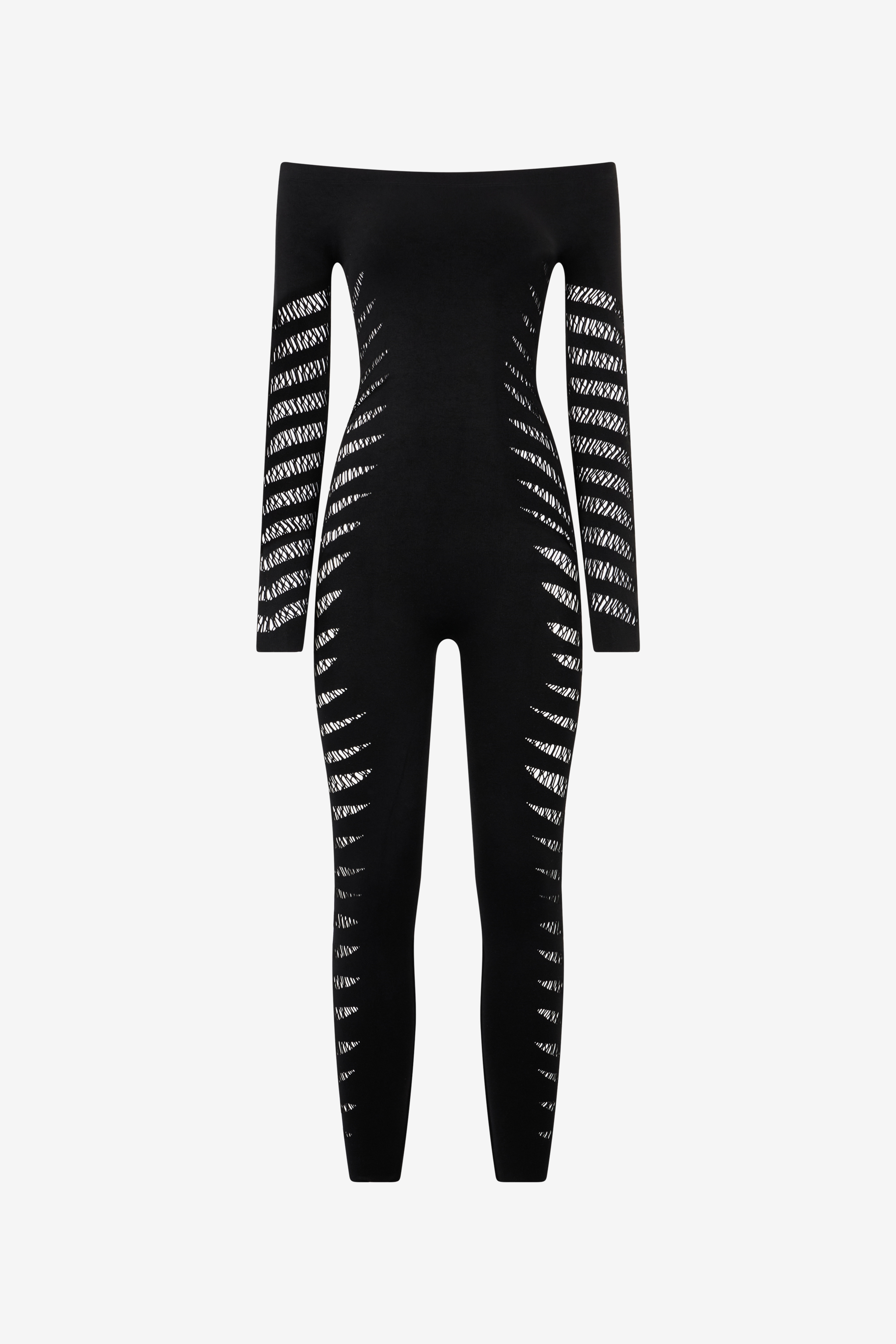 Roberto Cavalli Women's Black Jumpsuit With Perforated Zebra Pattern - Ready To Wear