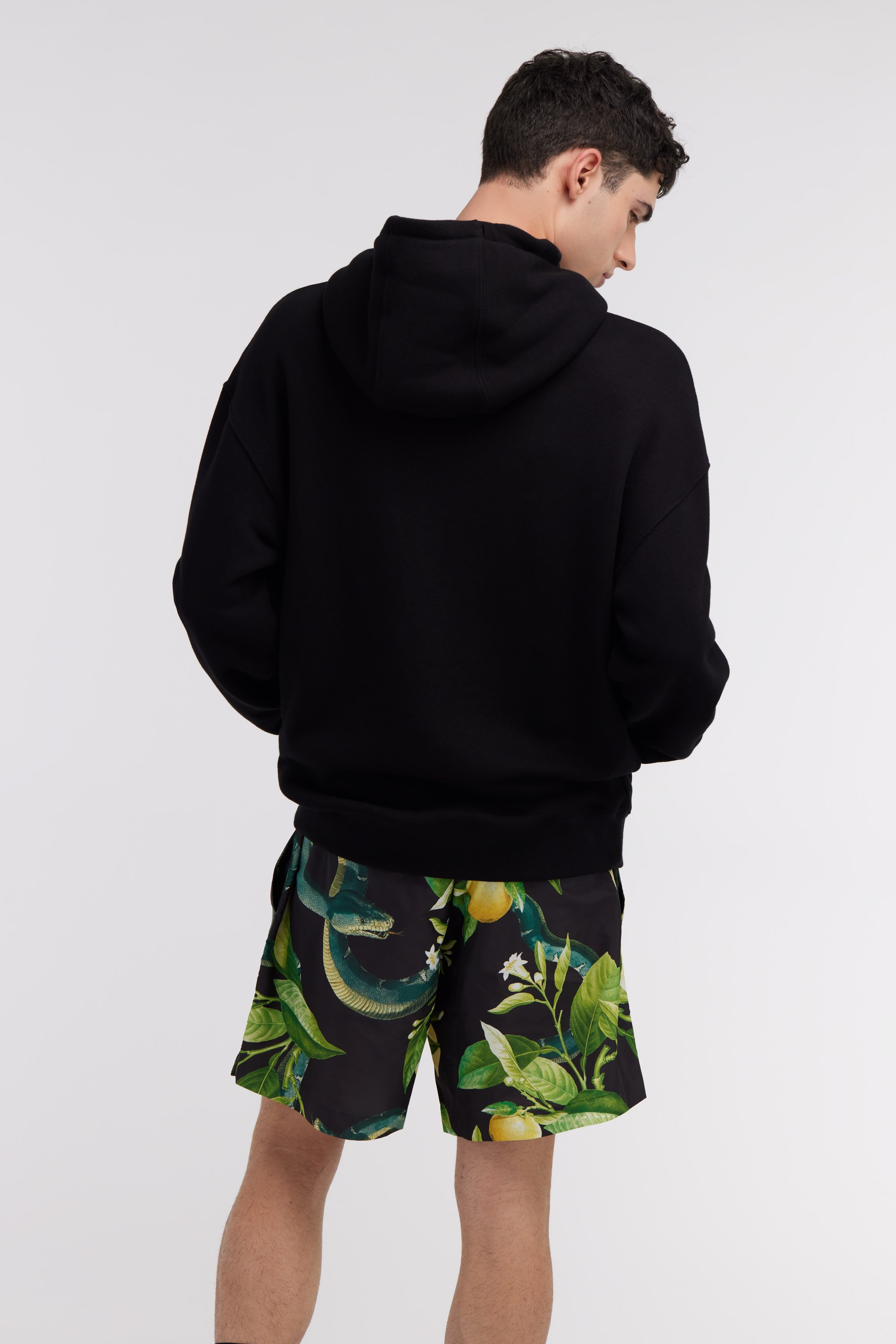 Roberto Cavalli Sweatshirt With Laces And Lemon Snake Print Details In Black