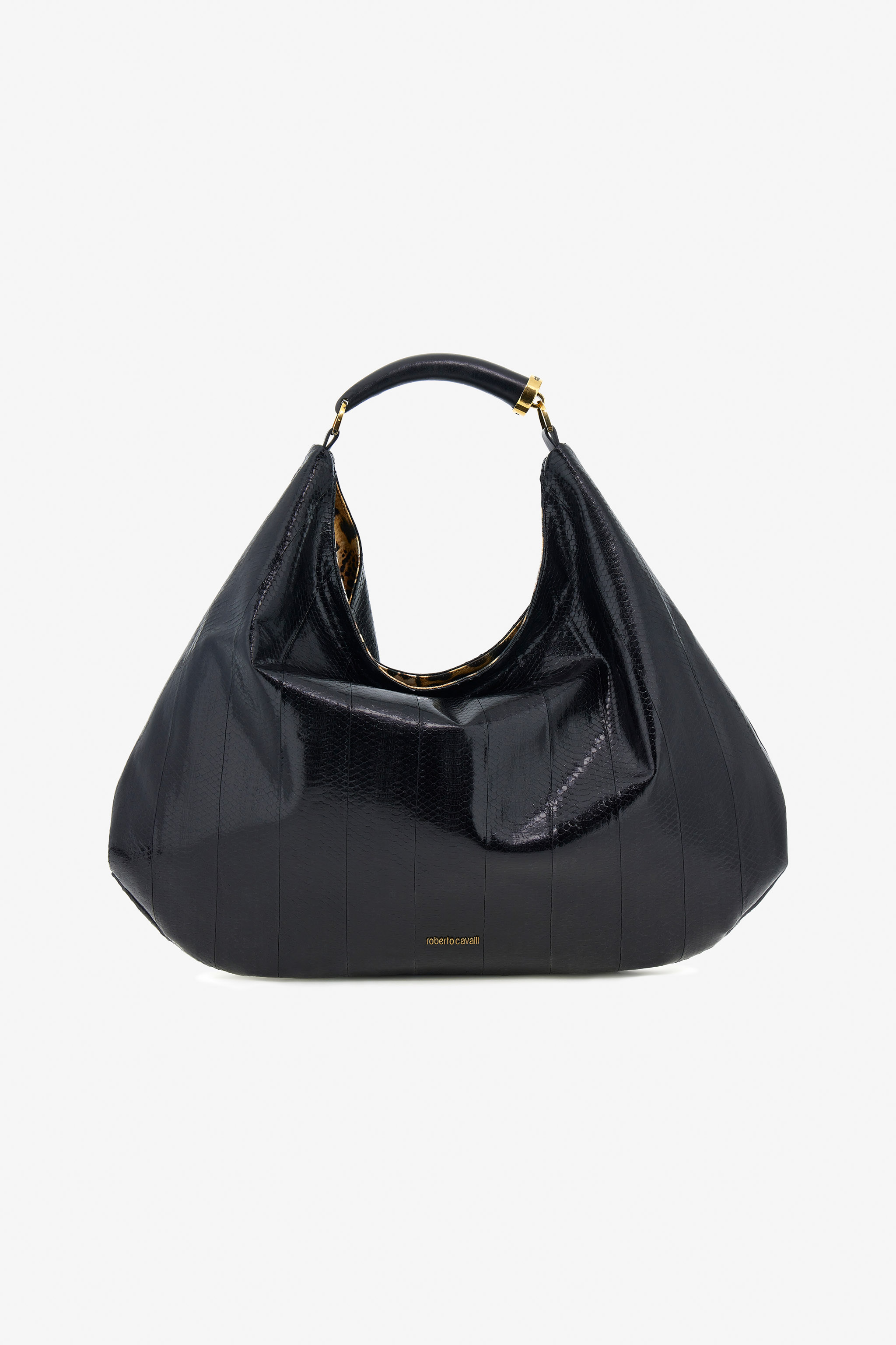 Roberto Cavalli Hobo Bag With Fang Handle In Black