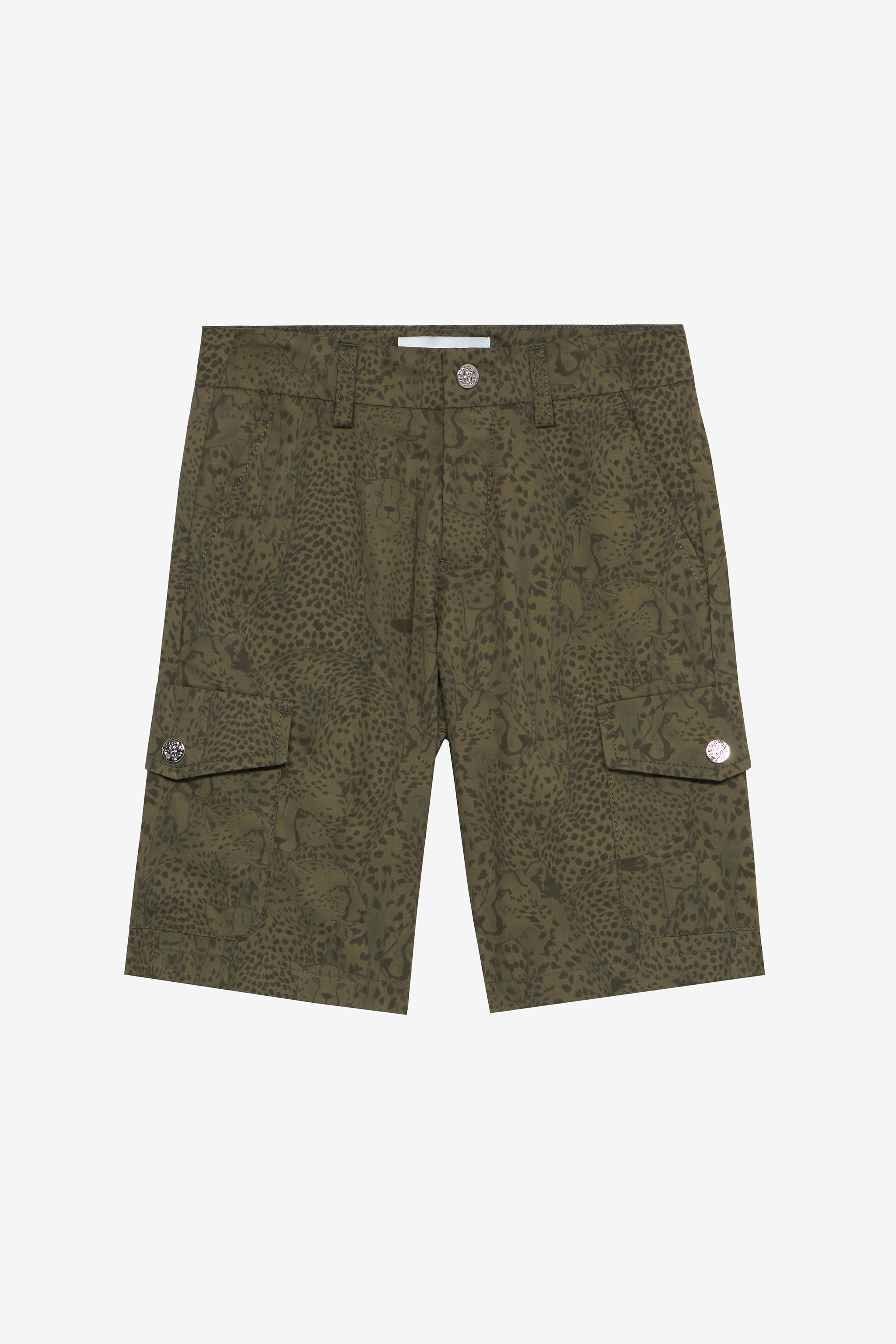 Roberto Cavalli Boys Green Cheetah-Print Shorts - S (4-16Y) Military