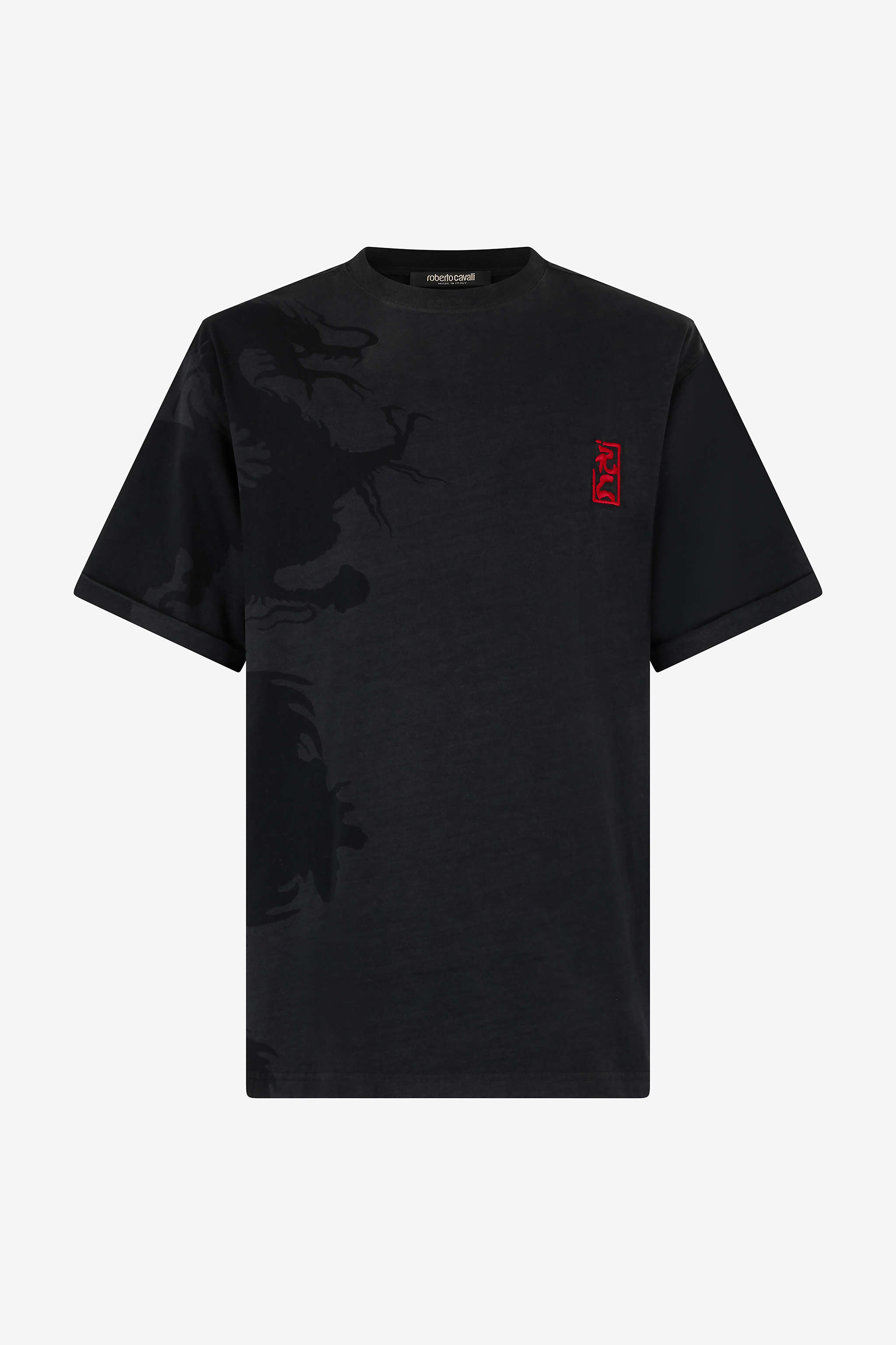 Roberto Cavalli T-shirt With Ideogram Rc Monogram In Black
