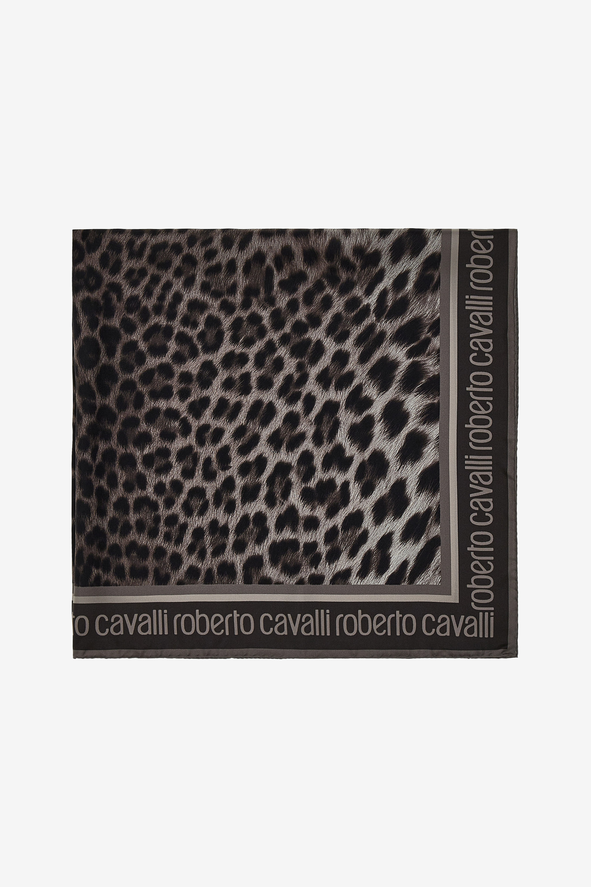  Roberto Cavalli Roberto Cavalli Foulard With Giaguaro Heritage Print - Female Scarves & Silks Dark Gray Unica 