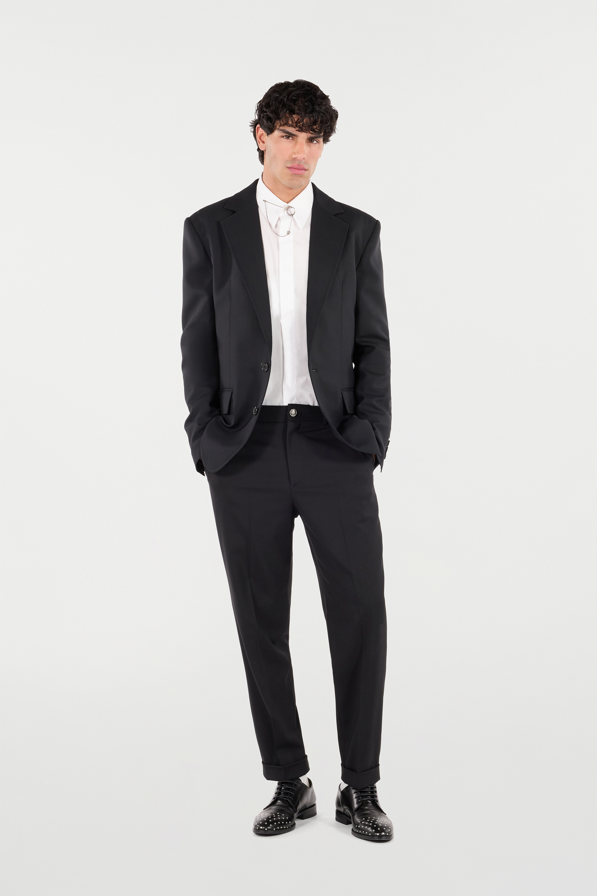 Roberto Cavalli Stretch Wool Pants In Black