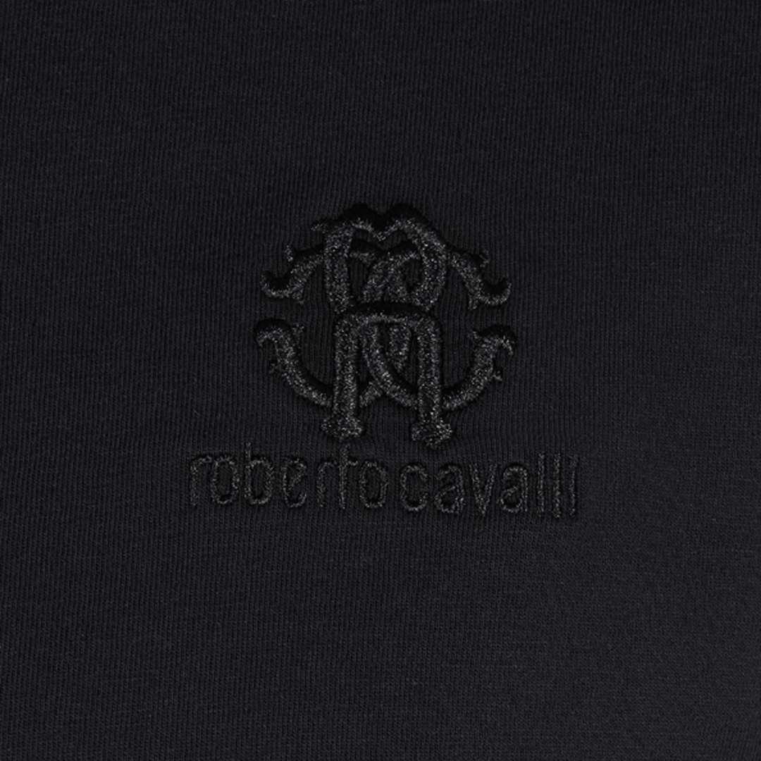 Shop Roberto Cavalli T-shirt Mit Stickerei In Form Des Monogramms Rc Und Logo In Black